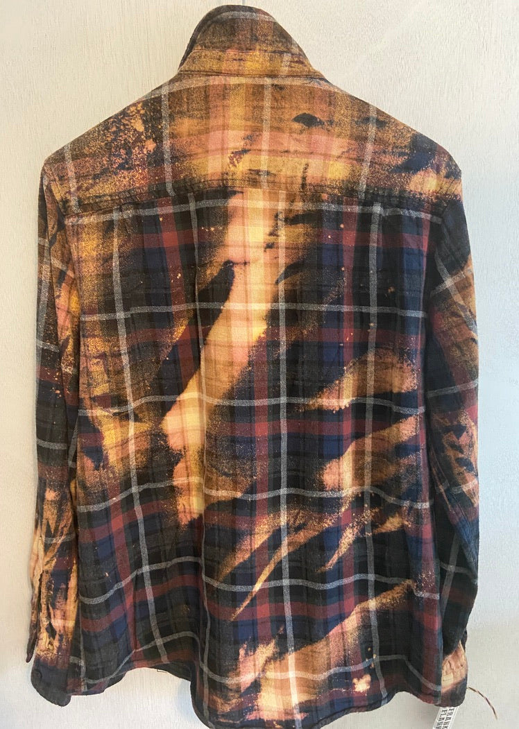 Vintage Navy Blue, Burgundy and Rust Flannel Size Medium