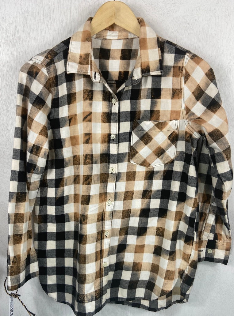 Vintage Black, White and Gold Flannel Size Youth Large