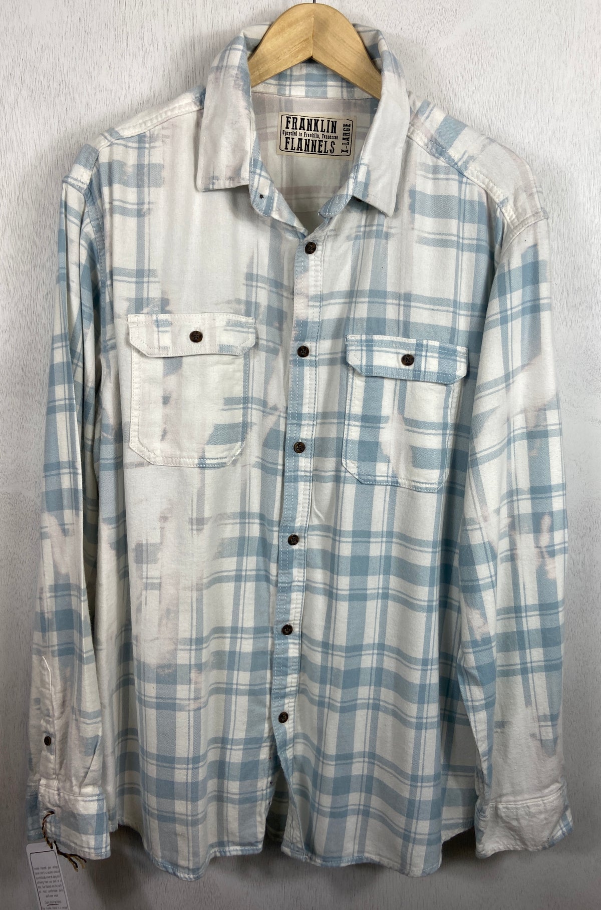 Vintage Pale Blue and White Flannel Size XL