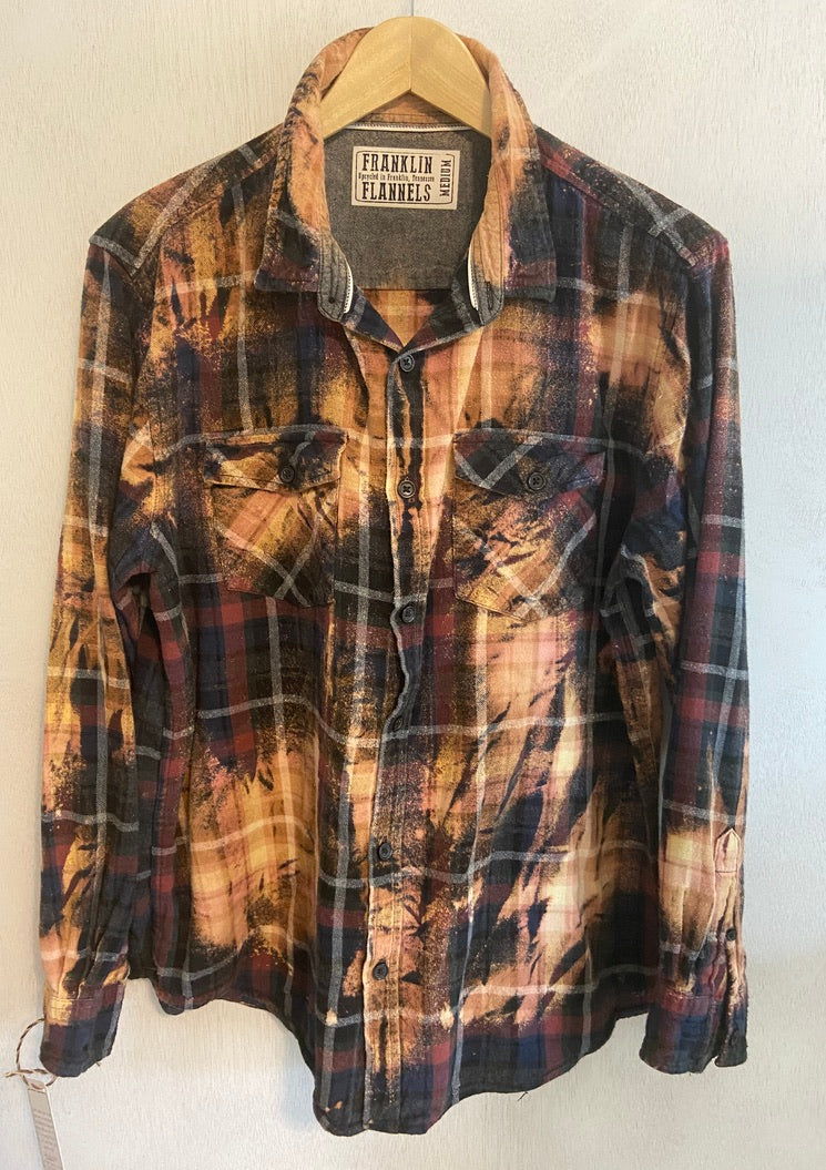 Vintage Navy Blue, Burgundy and Rust Flannel Size Medium