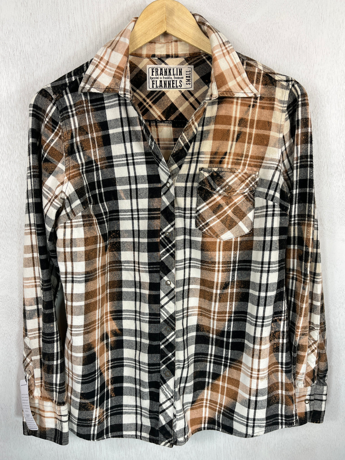 Vintage Western Style Black, White and Rust Flannel Size Small