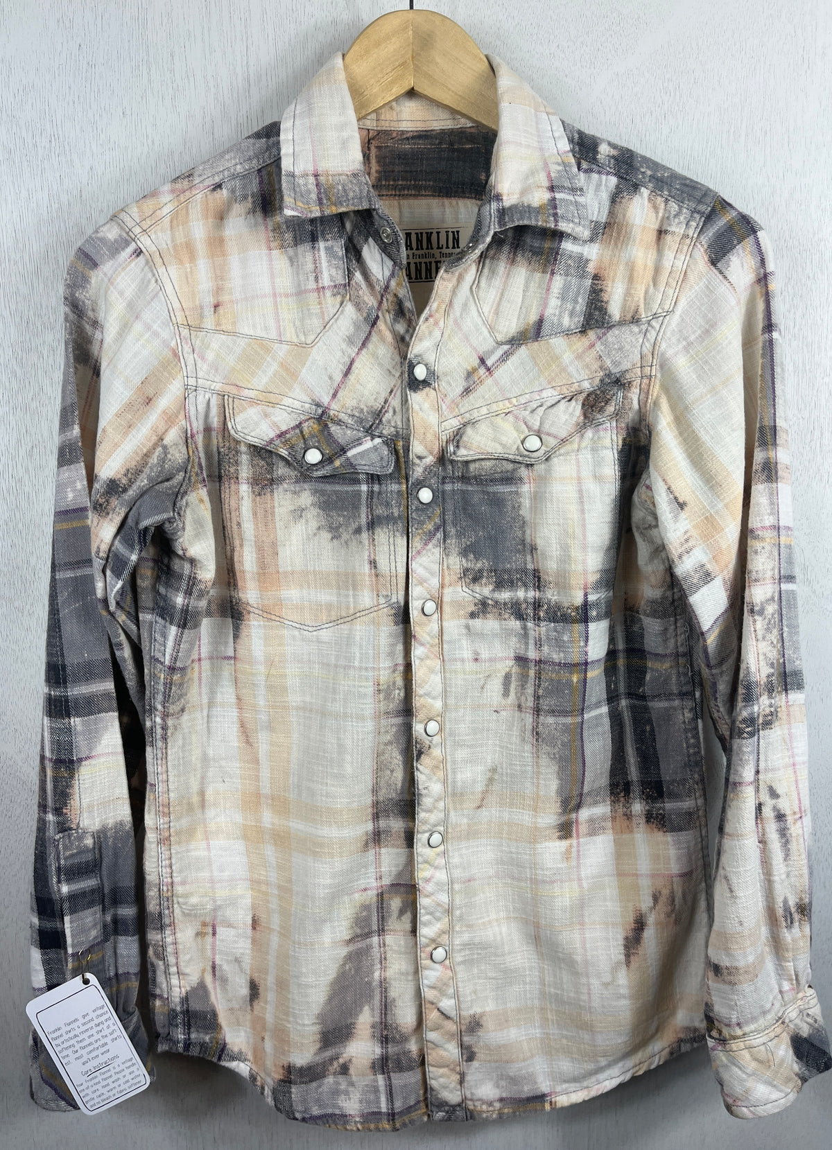 Vintage Western Style Cream and Grey Flannel Size Small