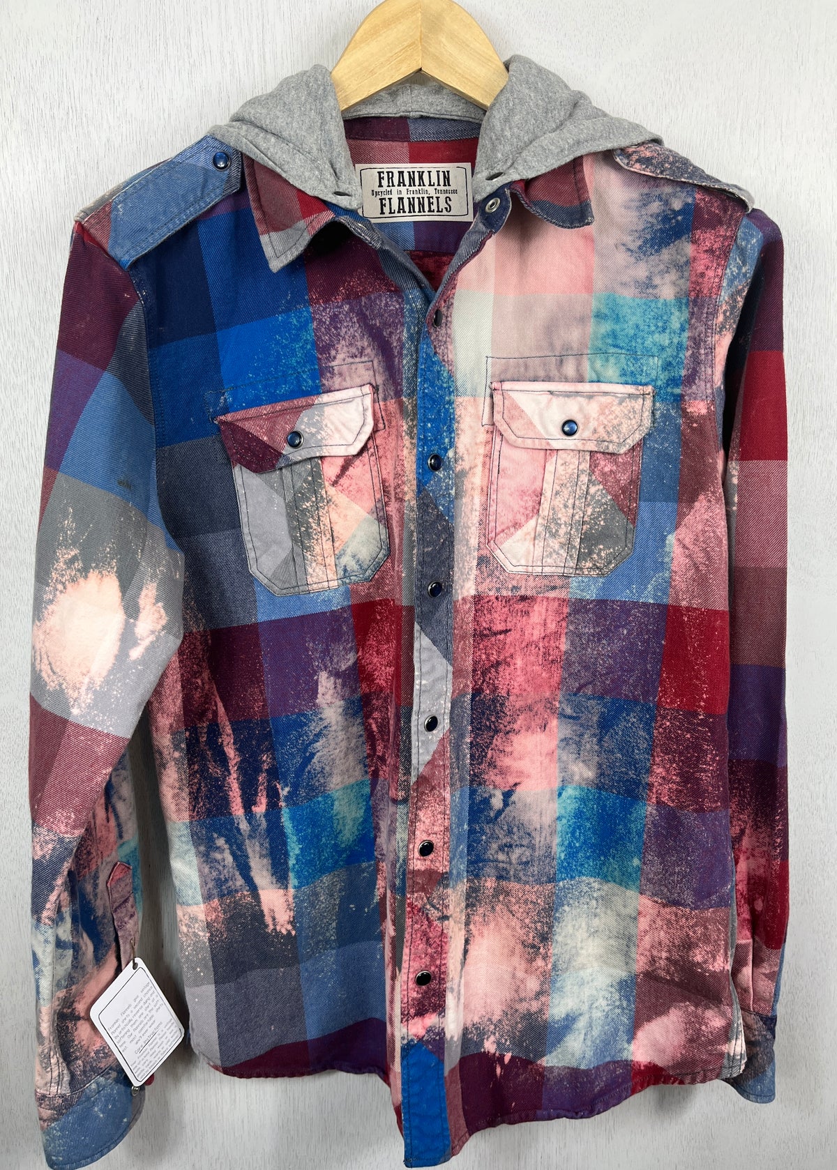 Vintage Royal Blue, Pink and Scarlet Flannel Size Medium