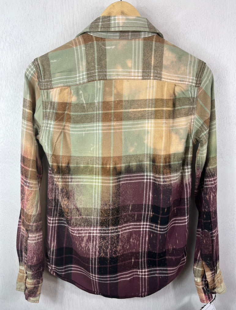 Vintage Plum, Sage and Gold Flannel Size Small