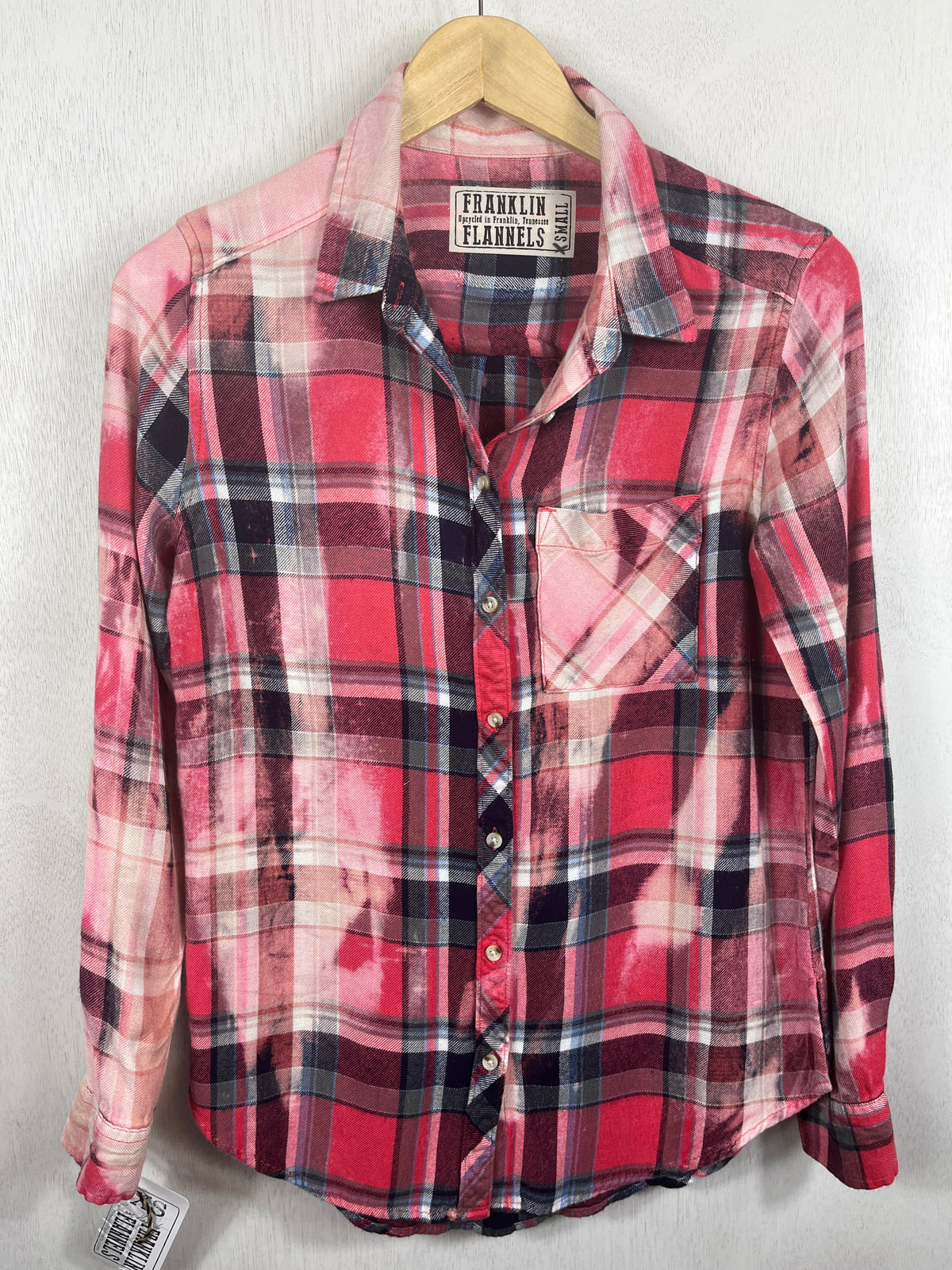 Vintage Pink, Black and White Flannel Size XS