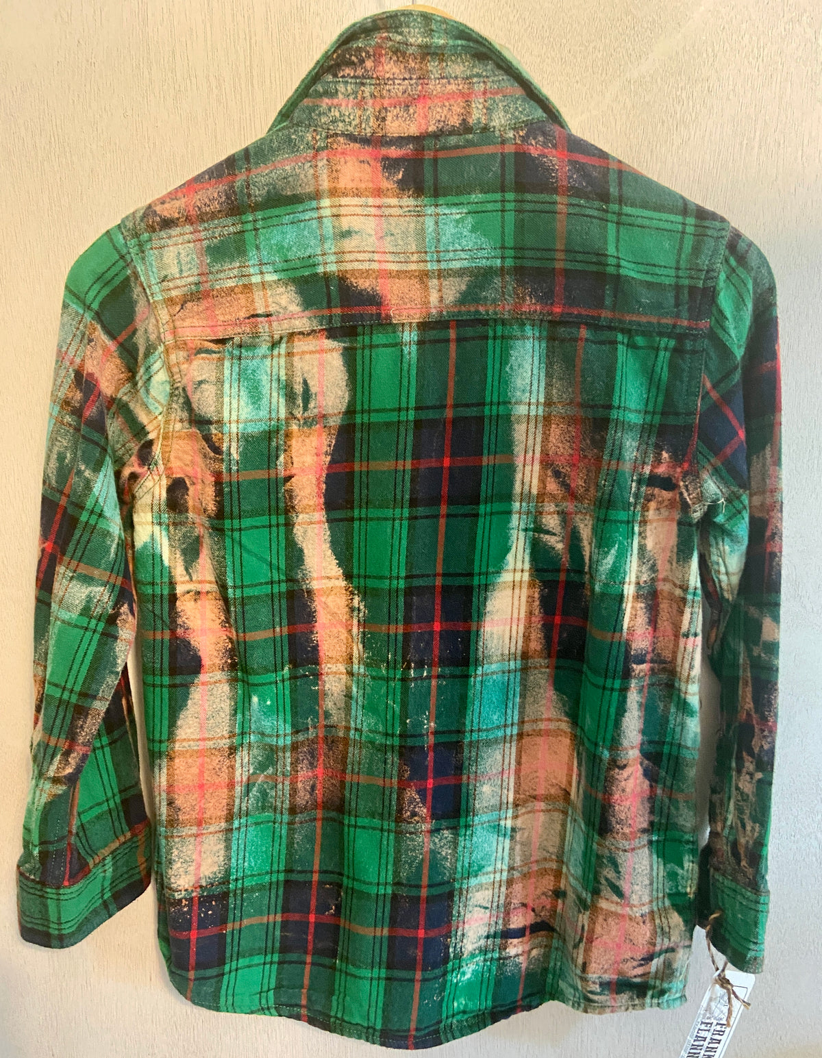 Vintage Kelly Green, Red and Rust Flannel Size Youth Large