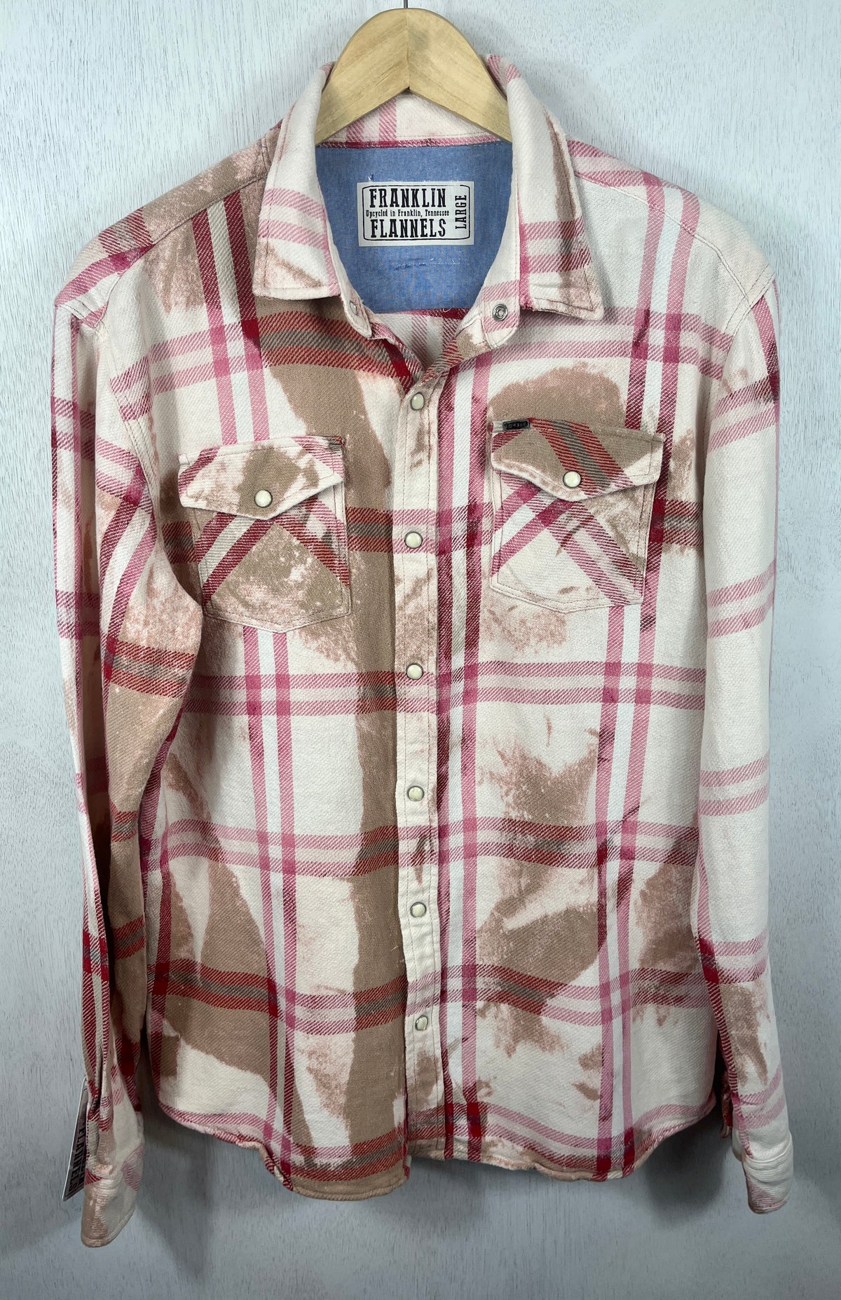 Vintage Pink, Cream and Taupe Flannel Size Large