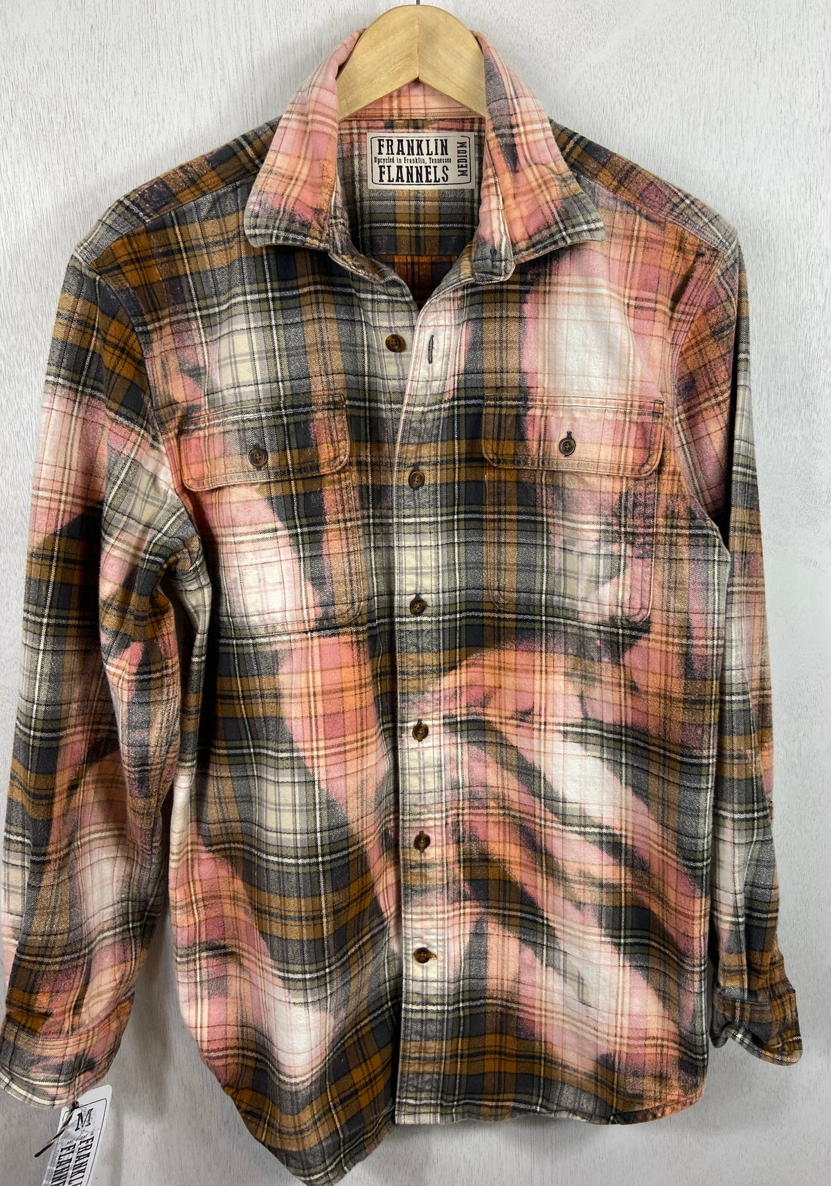 Vintage Grey, Pink, Brown and White Flannel Jacket Size Medium
