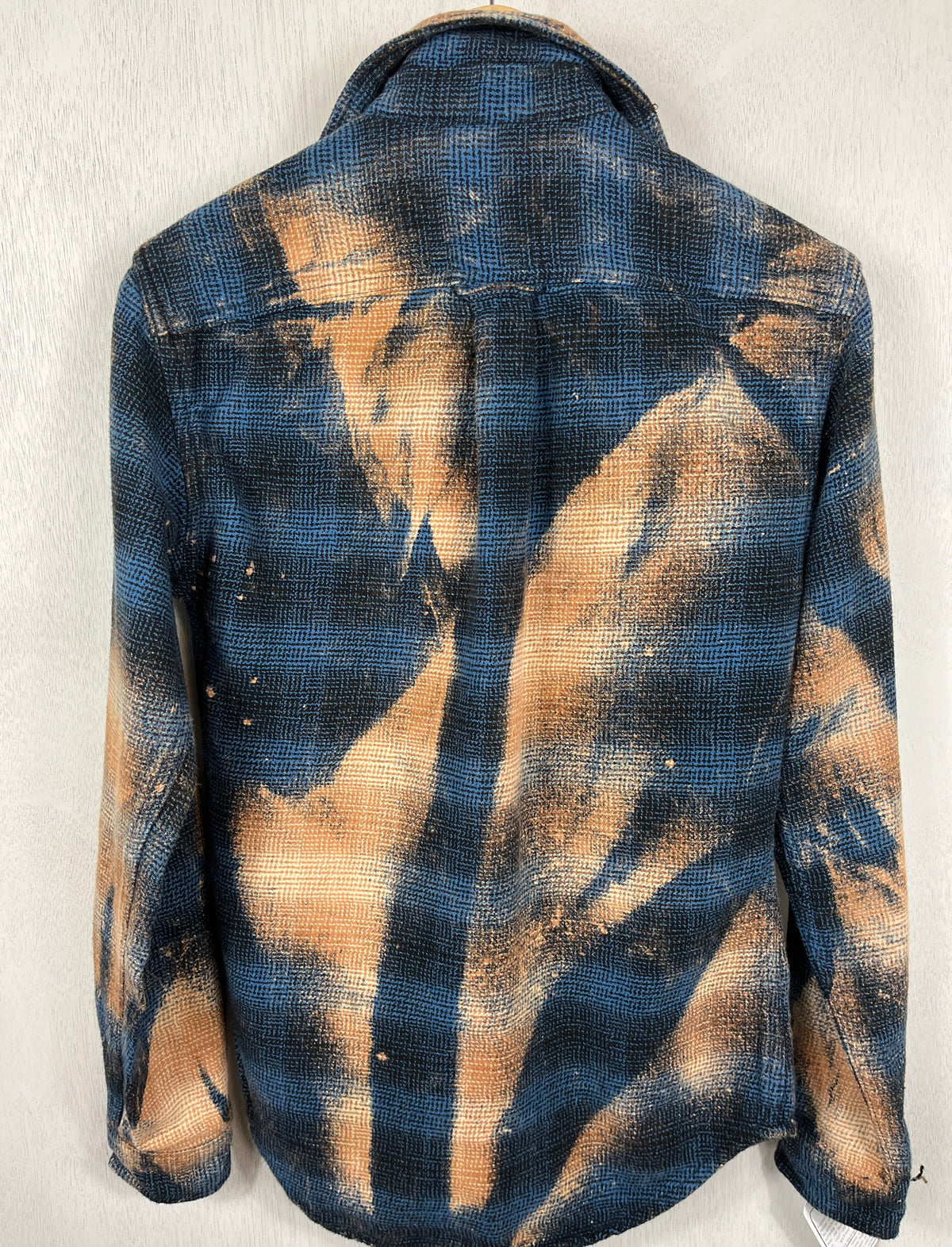 Vintage Navy Blue, Black and Caramel Flannel Size Small