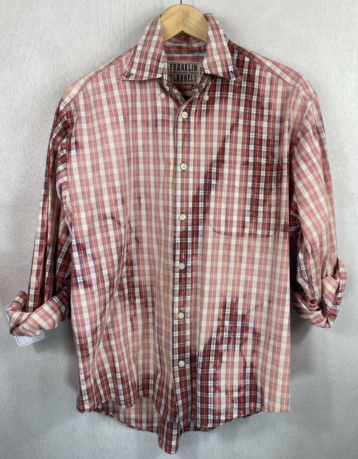 Vintage Red, Blue and White Faded Lightweight Cotton Size Large