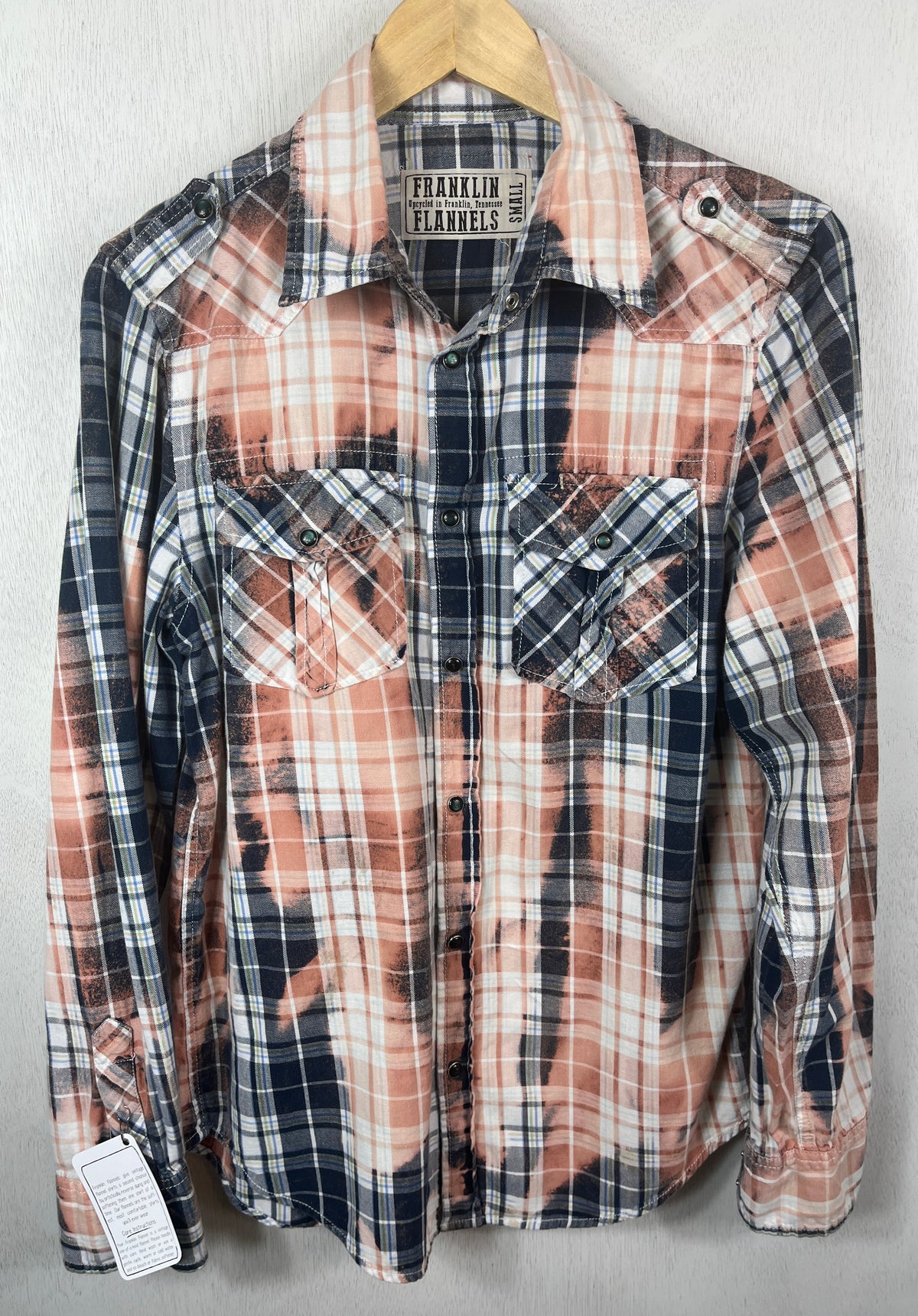Vintage Western Style Navy, Pink and White Lightweight Cotton Size Small