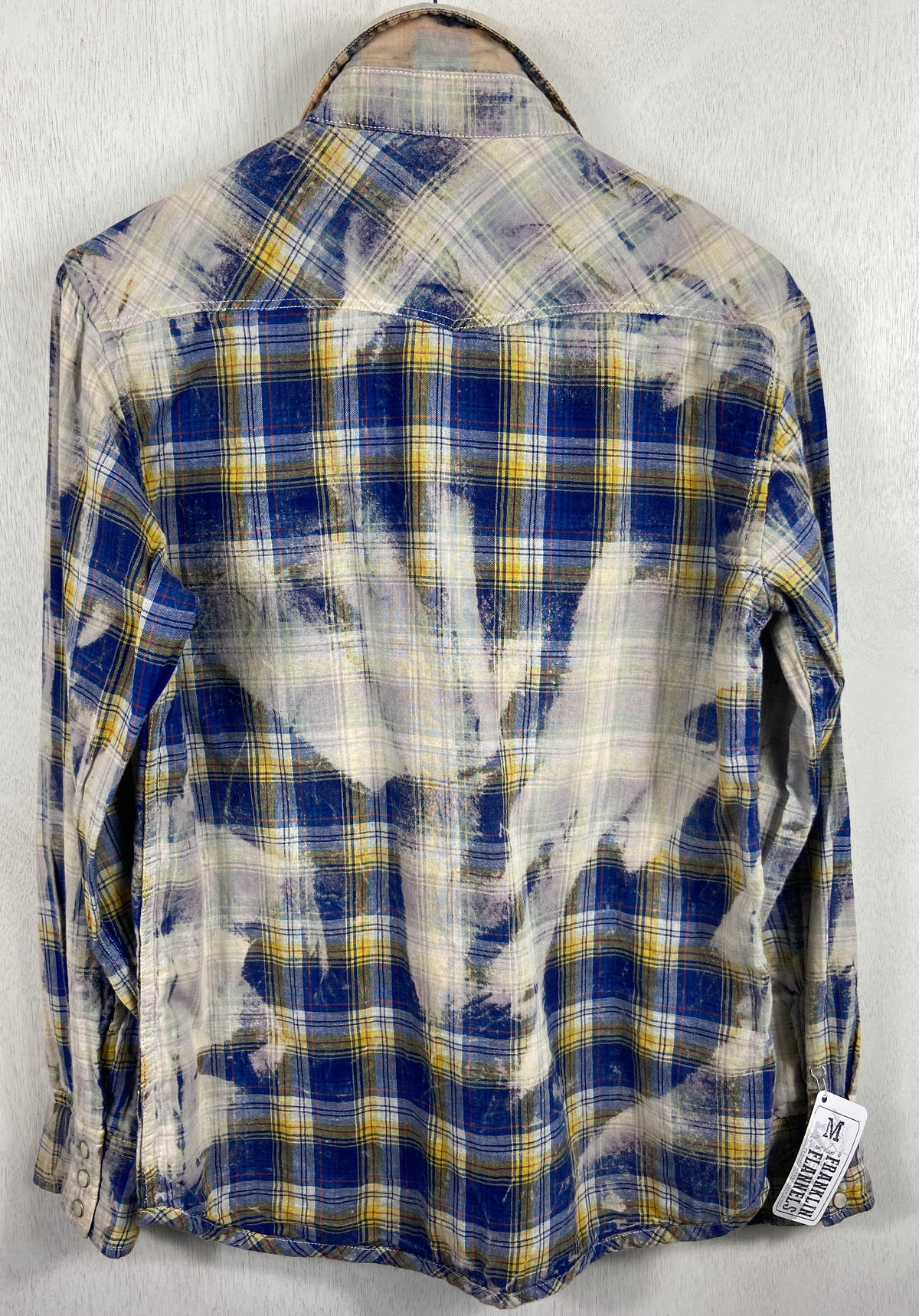 Vintage Western Style Royal Blue, White and Yellow Cotton Size Medium