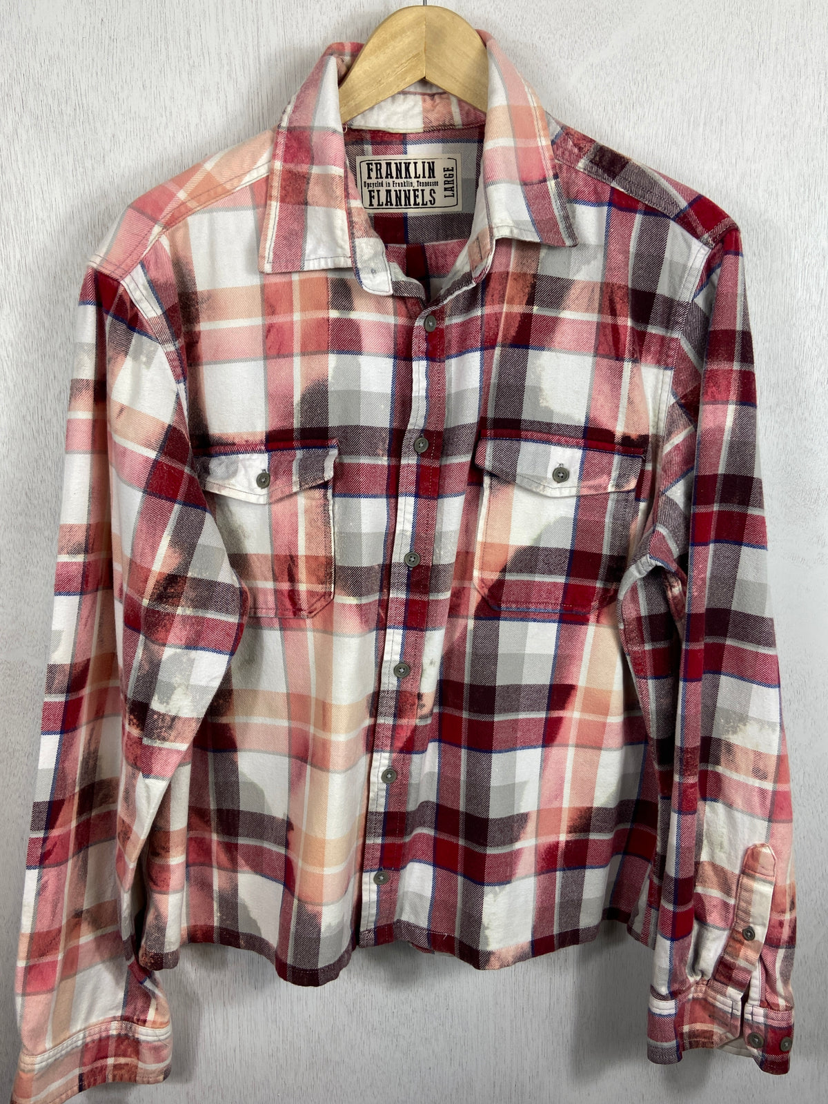 Vintage Red, Pink, White and Grey Flannel Size Large