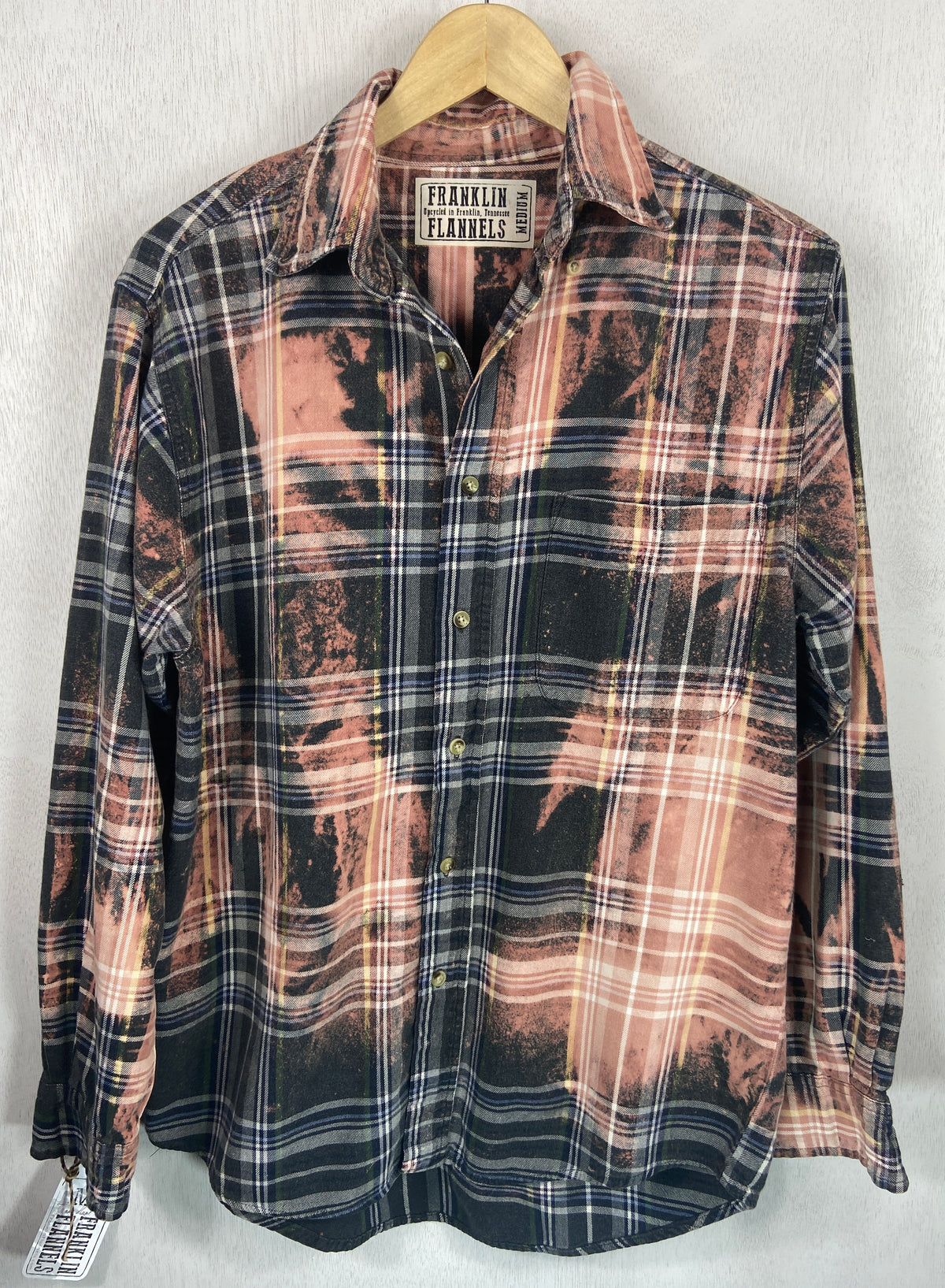 Vintage Grey, Dusty Rose and Dark Green Flannel Size Medium
