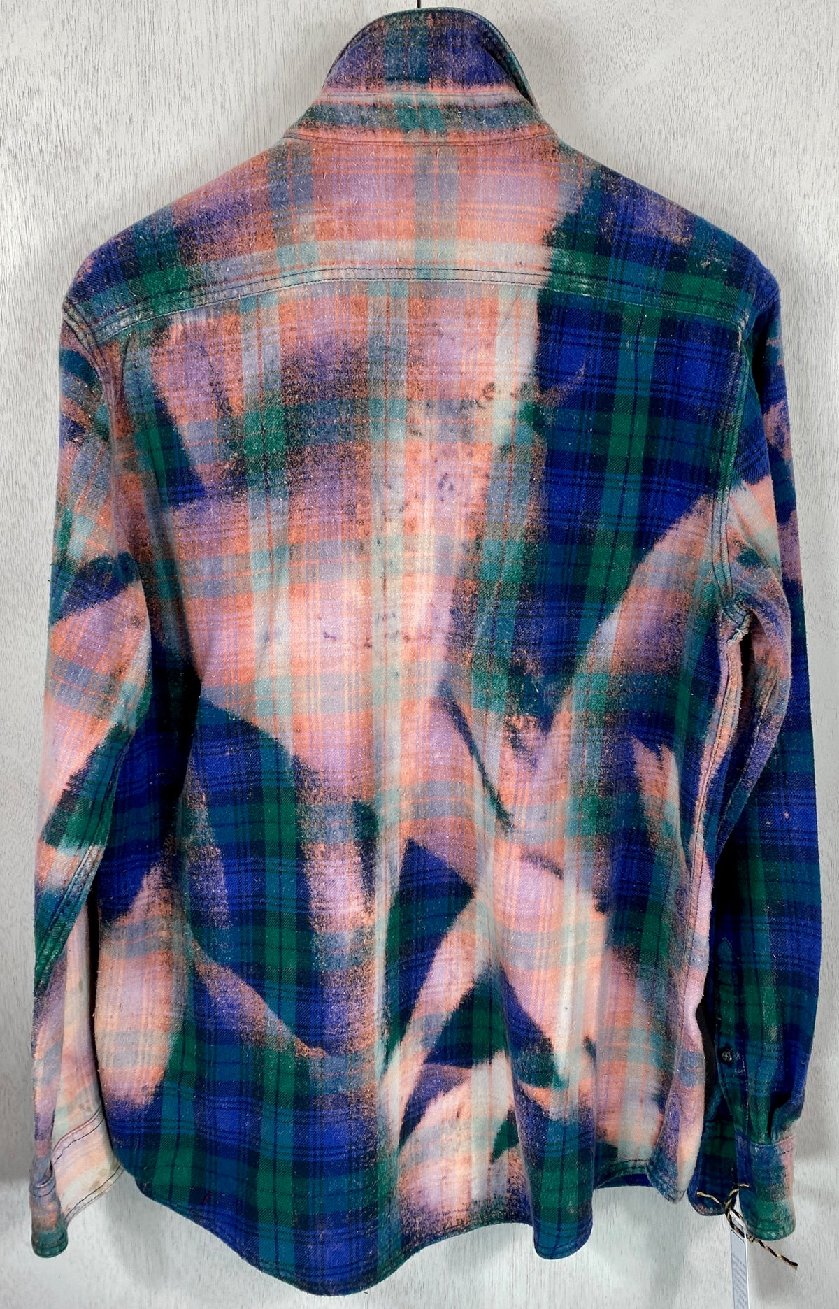 Vintage Royal Blue, Green and Pink Flannel Size Large