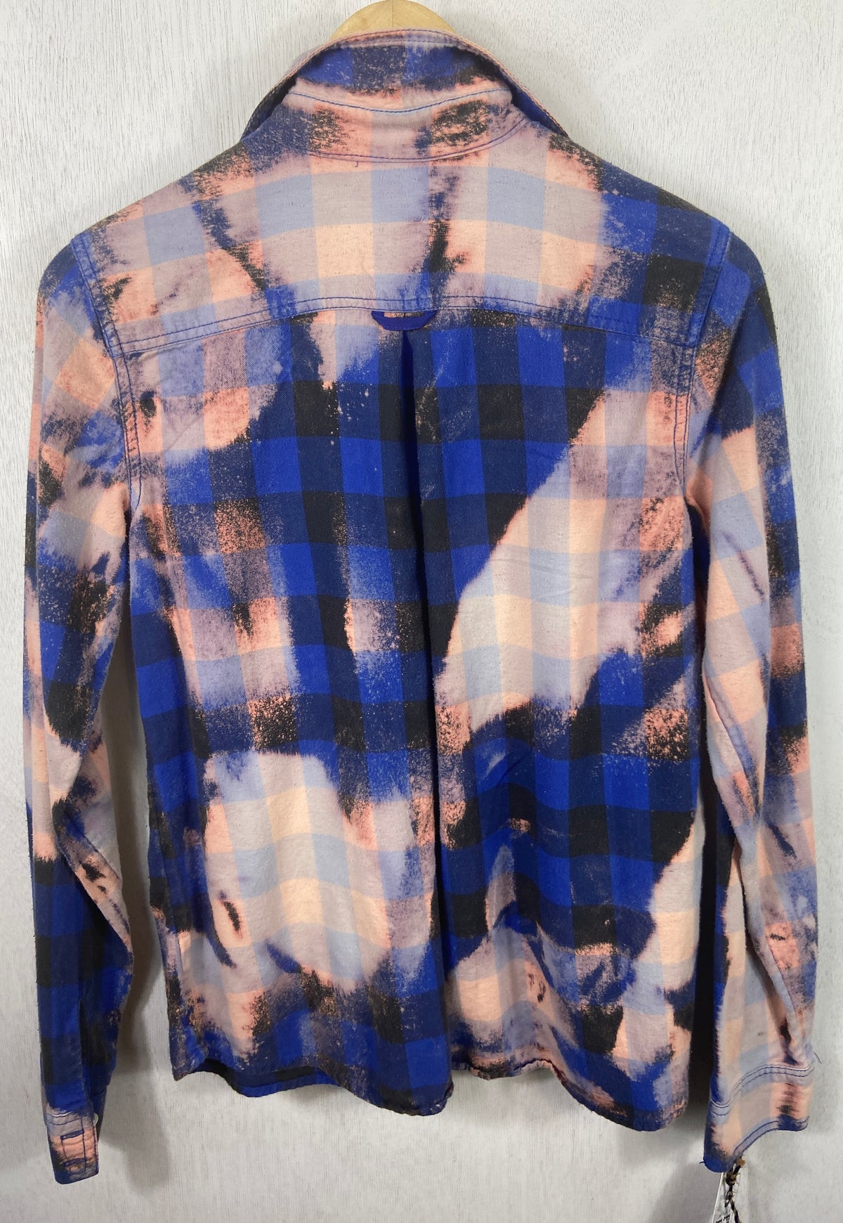 Vintage Royal Blue, Black and Pink Flannel Size XS
