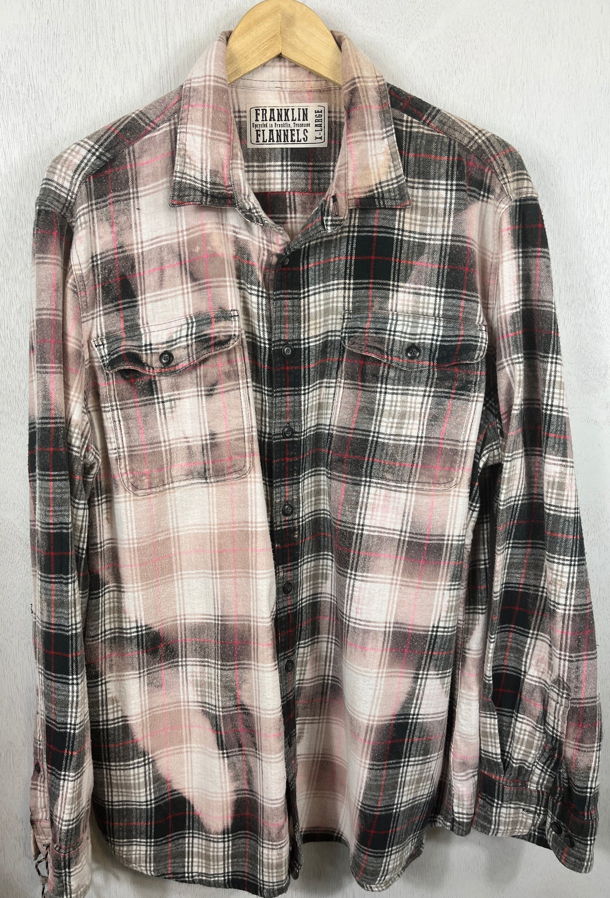 Vintage Pink, Grey, Black and White Flannel Size XL