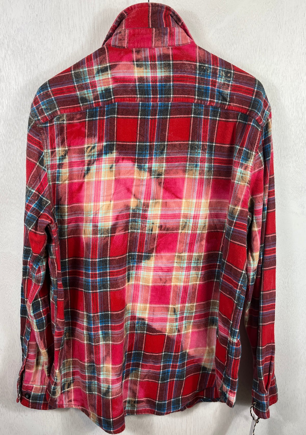 Vintage Red, Turquoise and Royal Blue Flannel Size Large