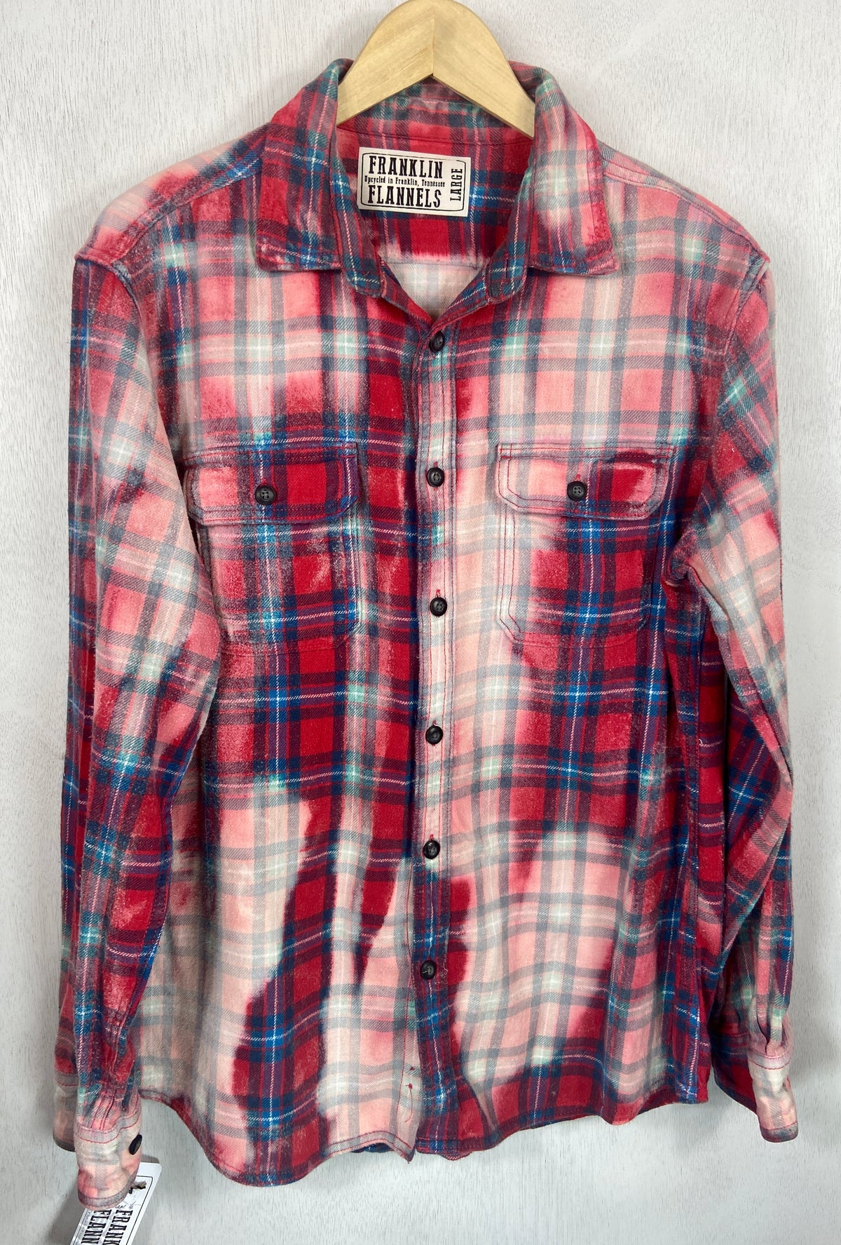 Vintage Red and Royal Blue Flannel Size Large