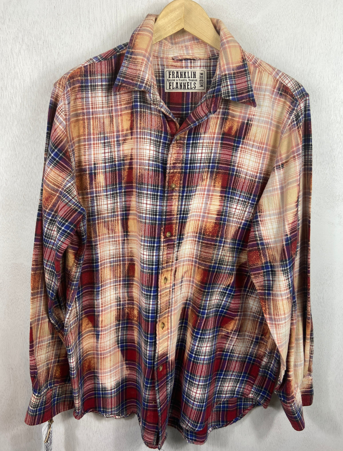 Vintage Red, Blue, Rust and Cream Flannel Size Medium