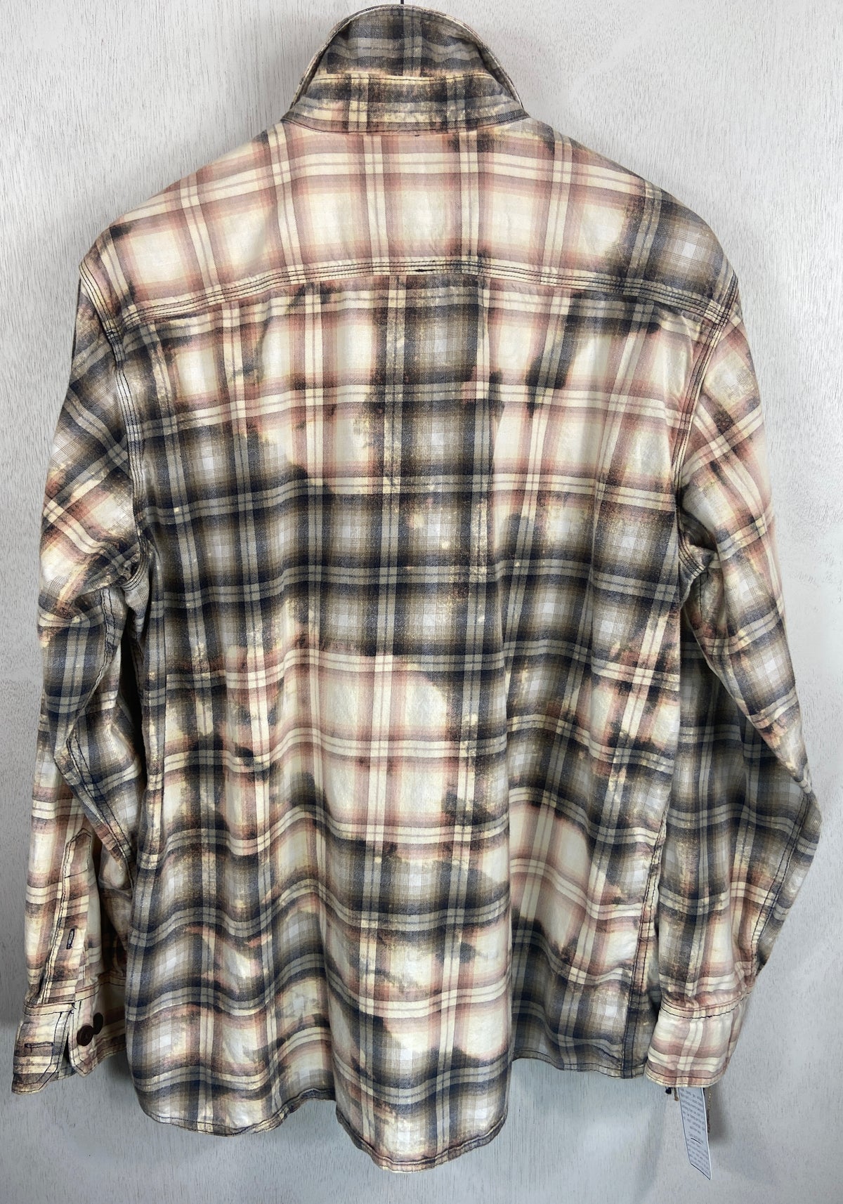 Vintage Grey, Cream and Dusty Rose Flannel Size Medium