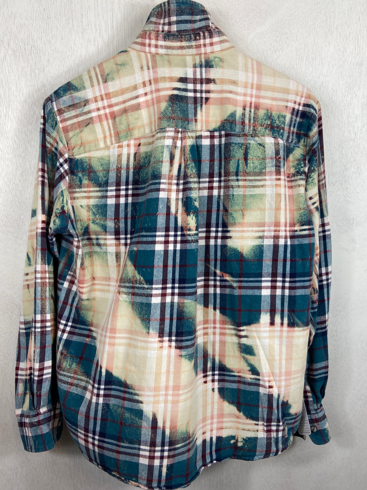 Vintage Western Style Teal, Burgundy and Cream Flannel Size Medium