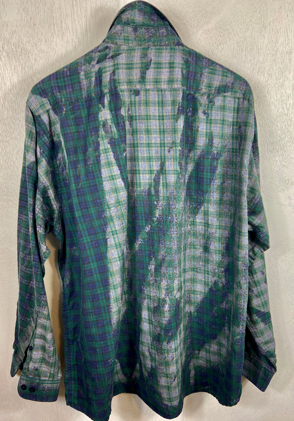 Vintage Navy Blue and Dark Green Faded Flannel Size XL