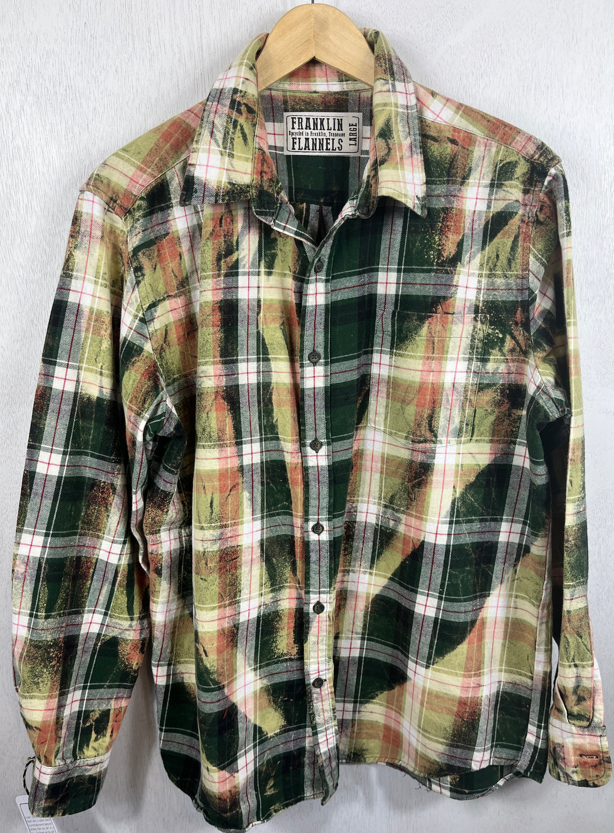 Vintage Green, White and Gold Flannel Size Large