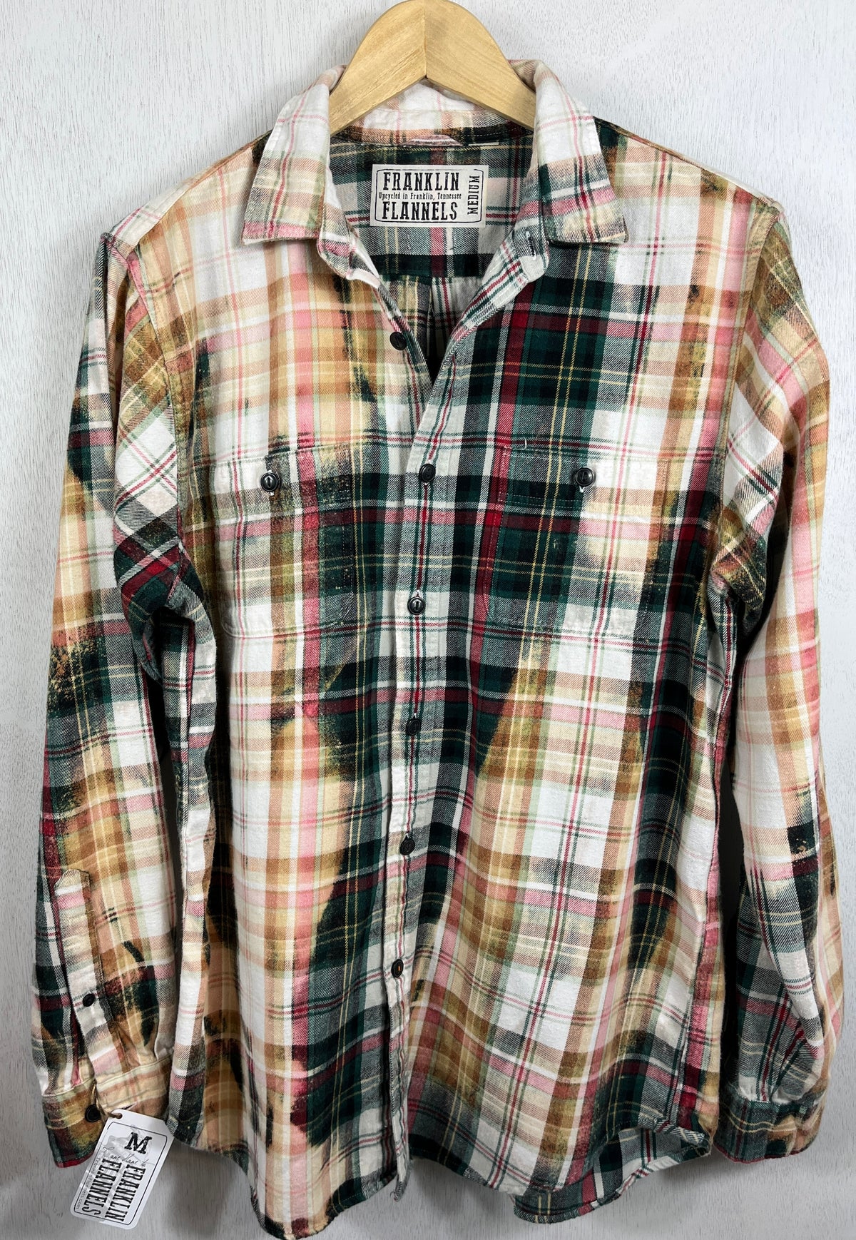Vintage Green, Red, White and Rust Flannel Size Medium