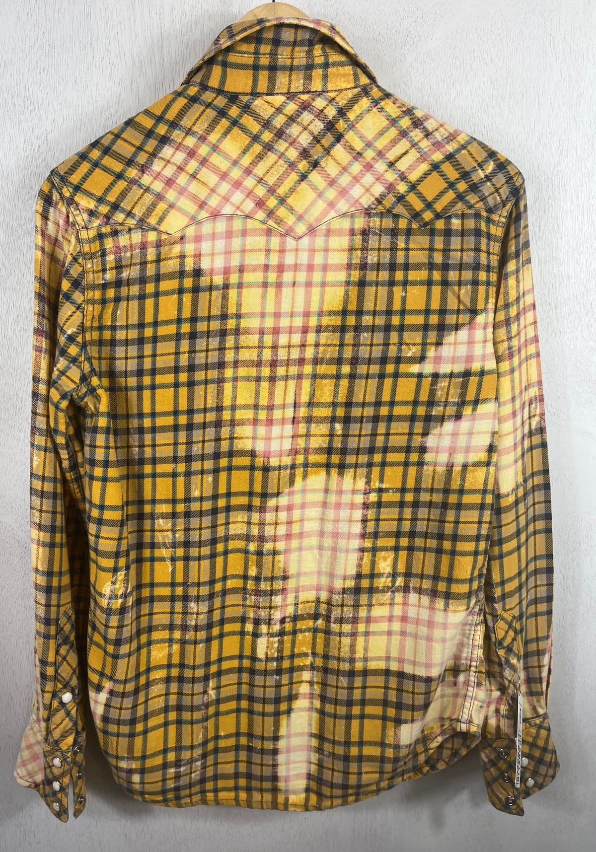 Vintage Western Style Gold, Yellow and Pink Flannel Size Small