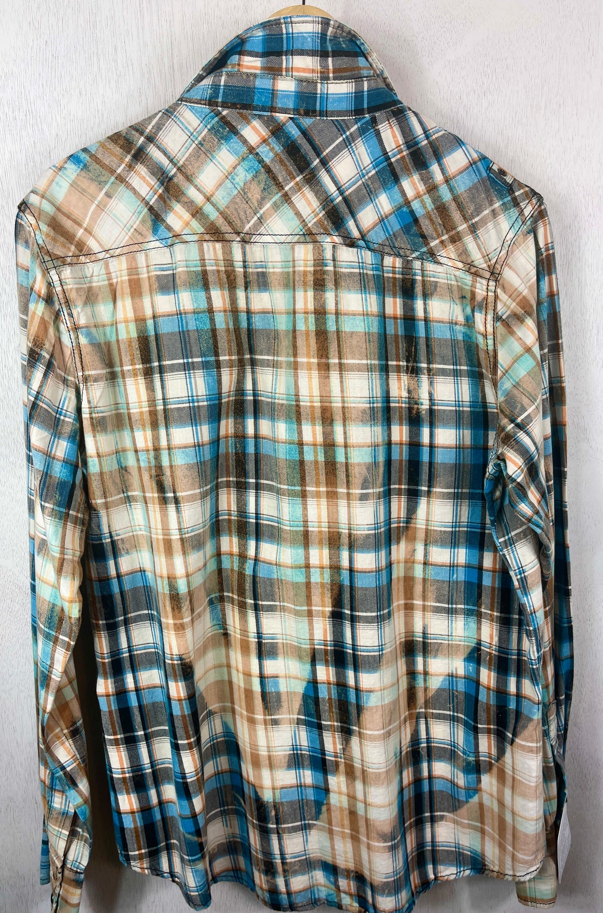 Vintage Western Style Turquoise, Gold and White Lightweight Cotton Size Medium