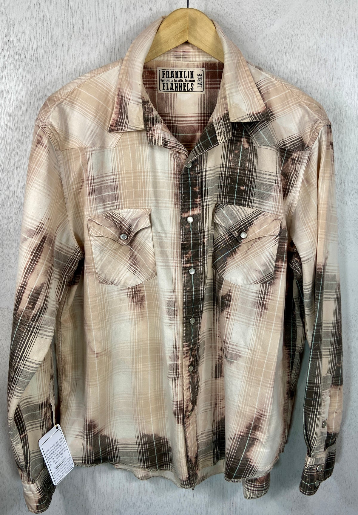 Vintage Western Style Greige Cream and Pink Lightweight Cotton Size Large