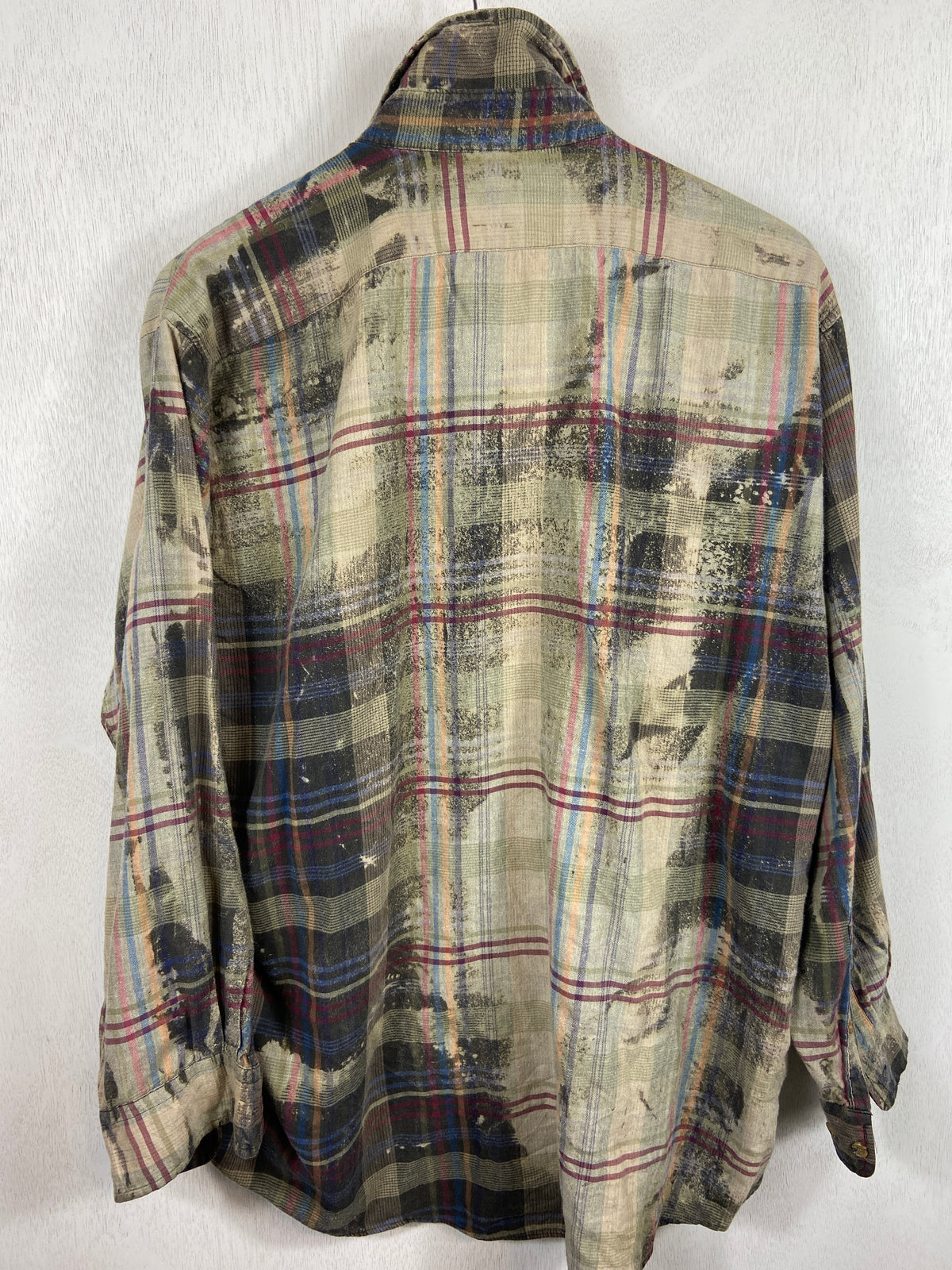 Vintage Taupe, Burgundy, and Blue Lightweight Cotton Size XL