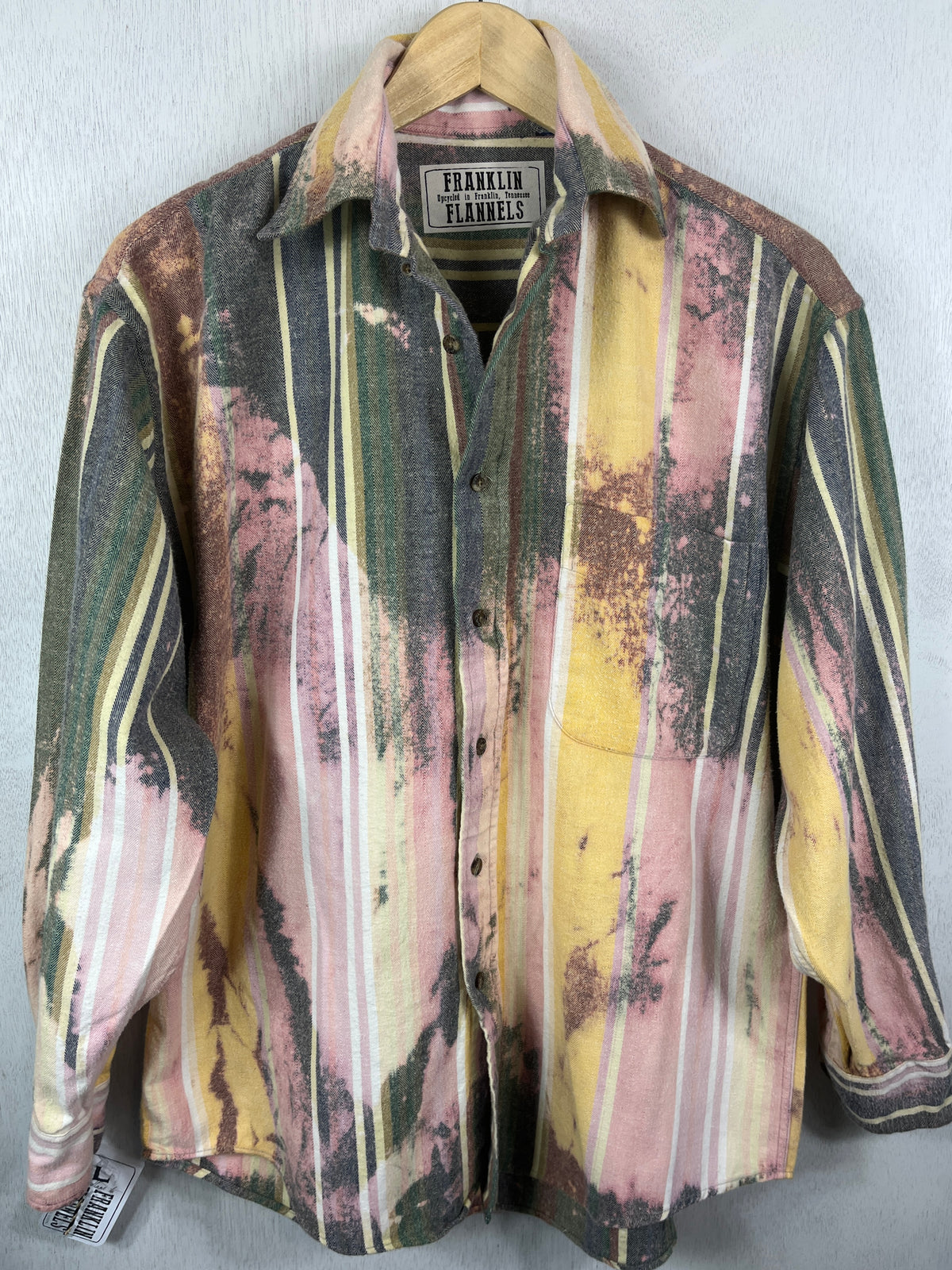 Vintage Sage, Pink, Yellow and Rose Flannel Size Large
