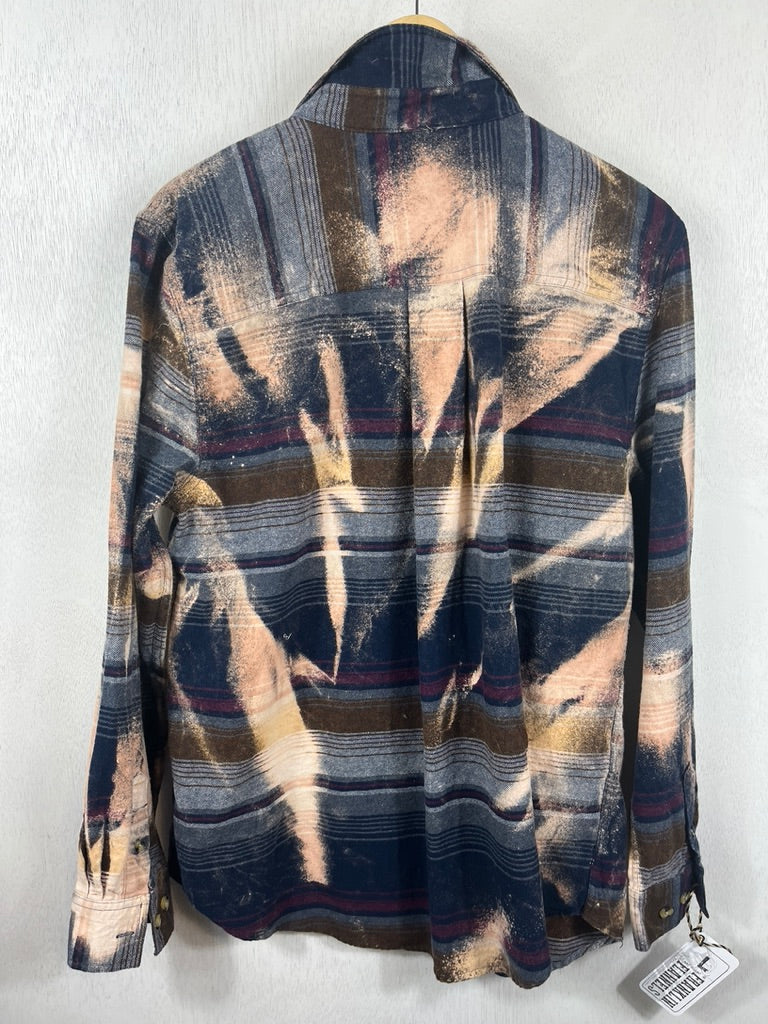 Vintage Navy Blue, Burgundy and Taupe Flannel Size Large