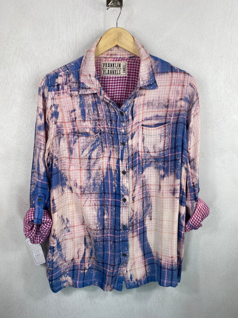 Vintage Royal Blue, White and Pink Lightweight Cotton Size Small