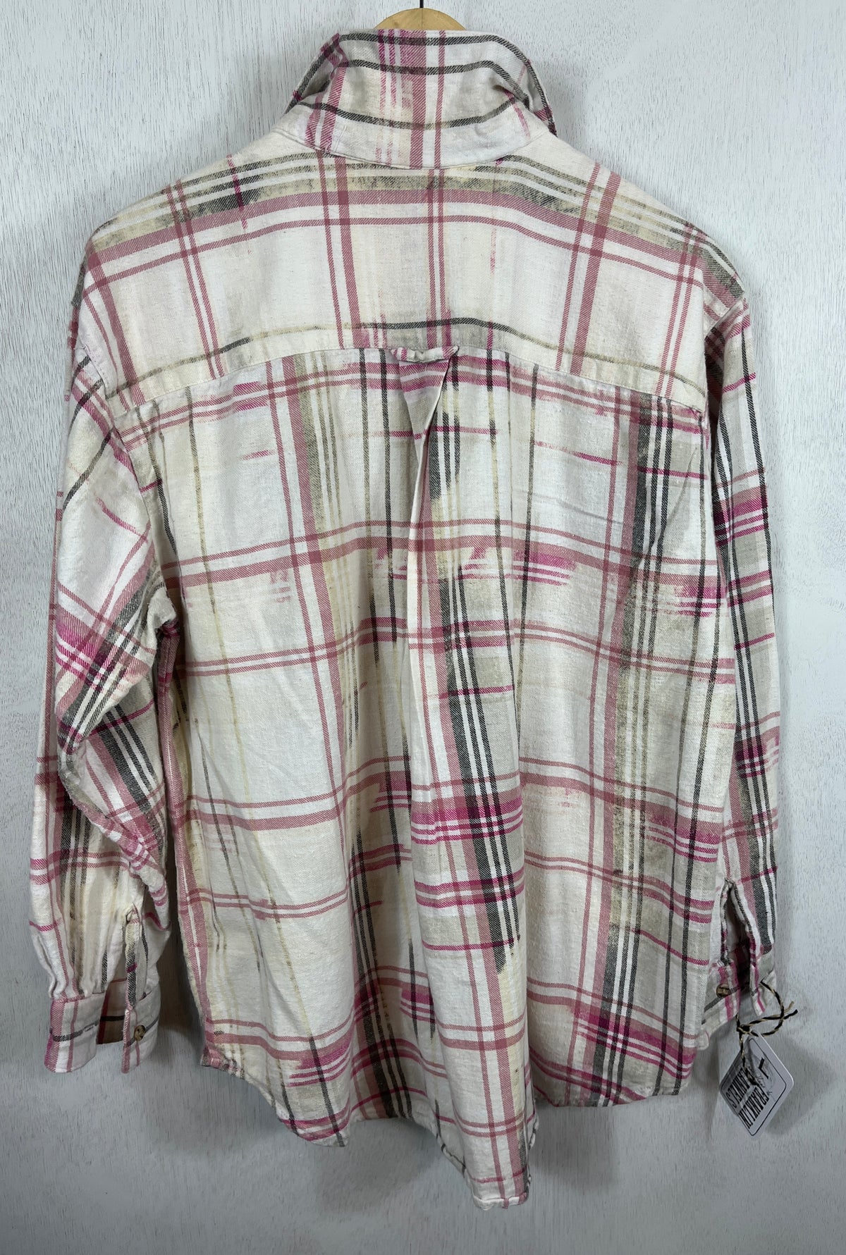 Vintage Pink, Grey and White Flannel Size Large
