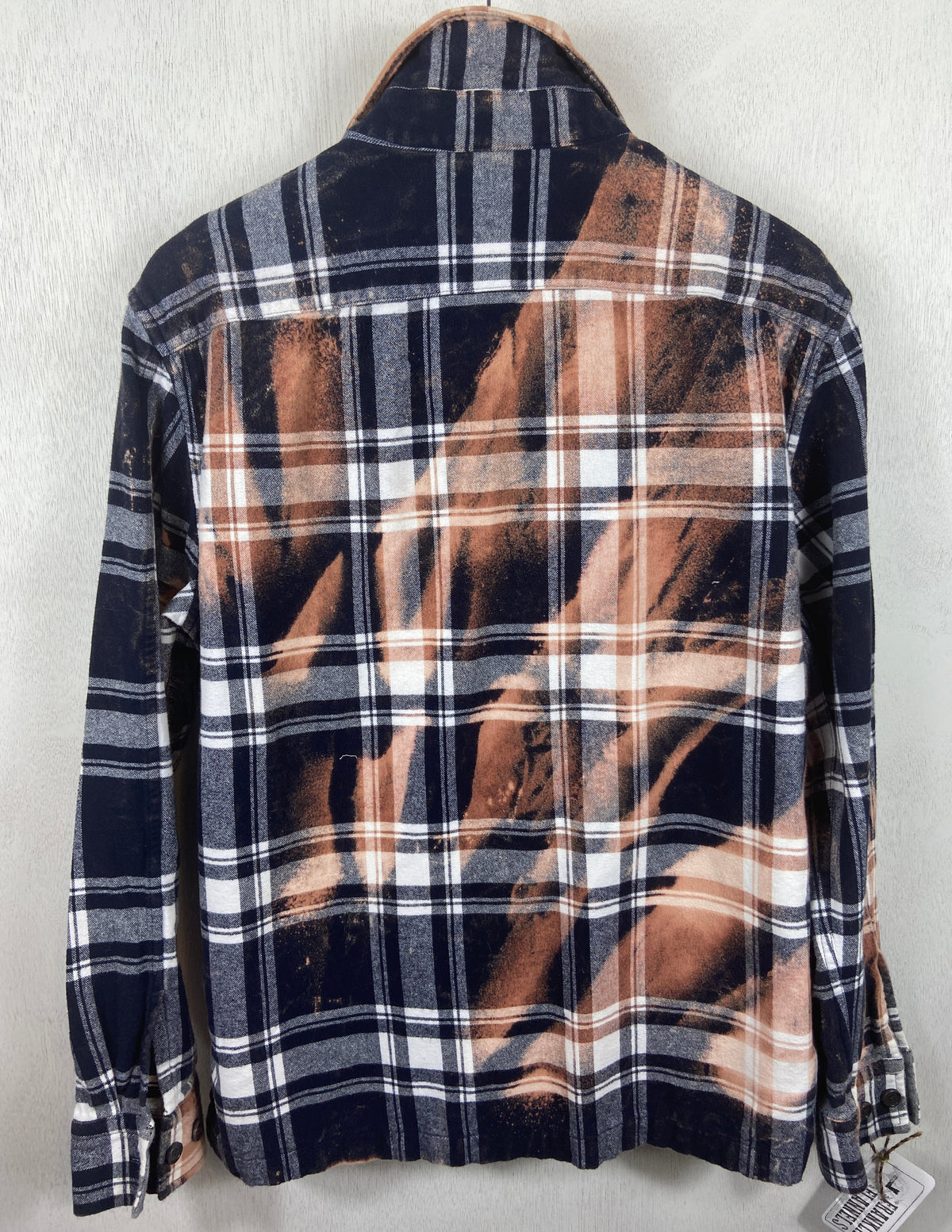 Vintage Navy Blue, Rust and White Flannel Size Large