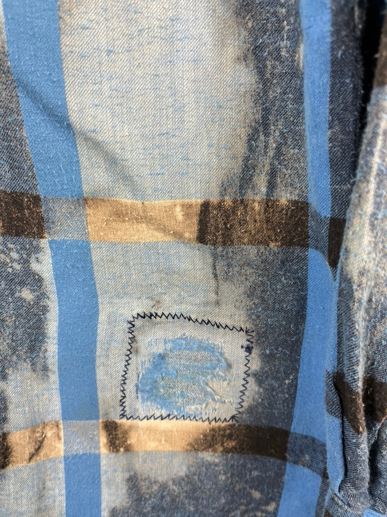 Vintage Royal Blue, Denim Blue and Black Flannel Size Medium