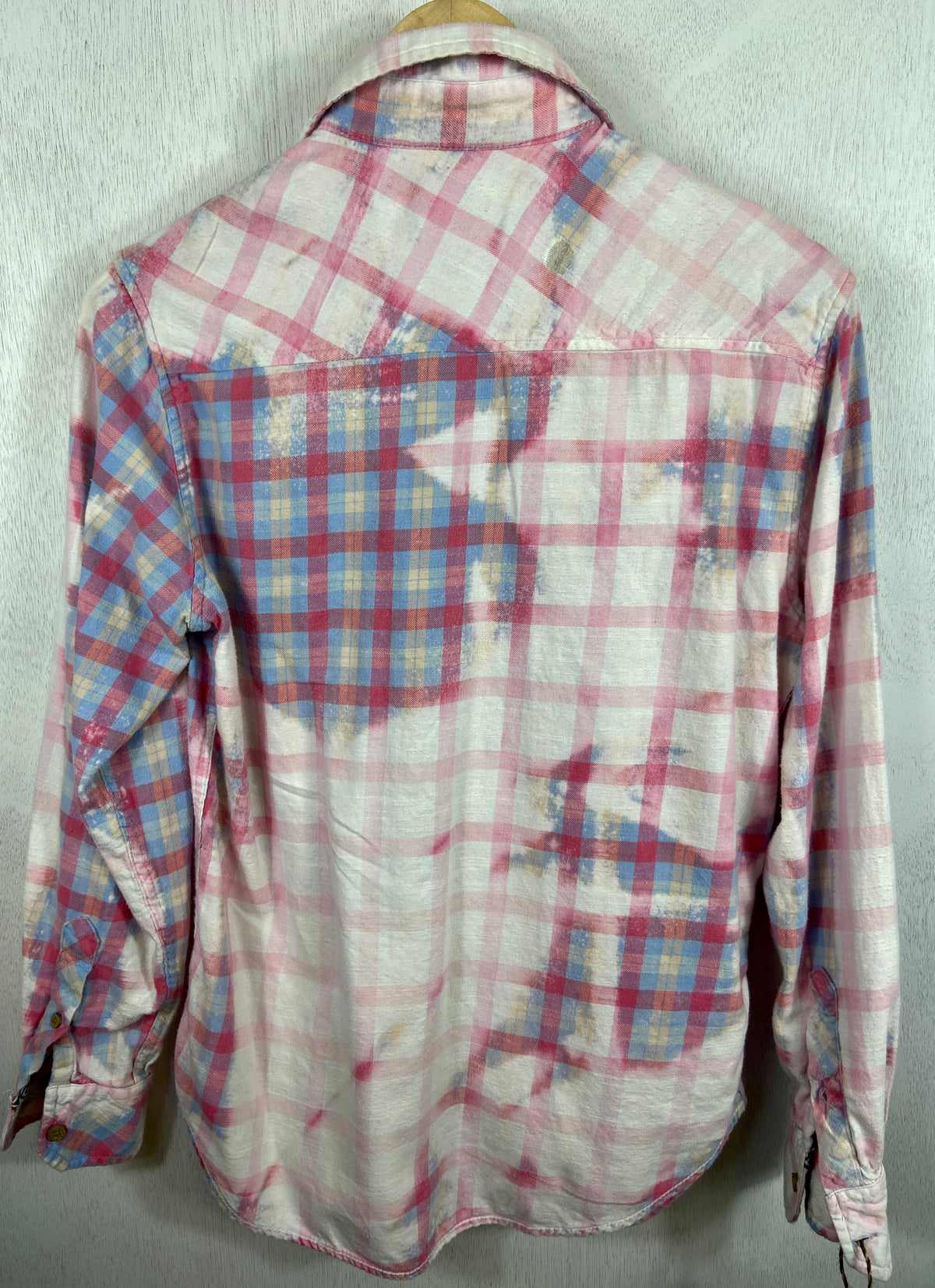 Vintage Pink, Light Blue and White Flannel Size XS