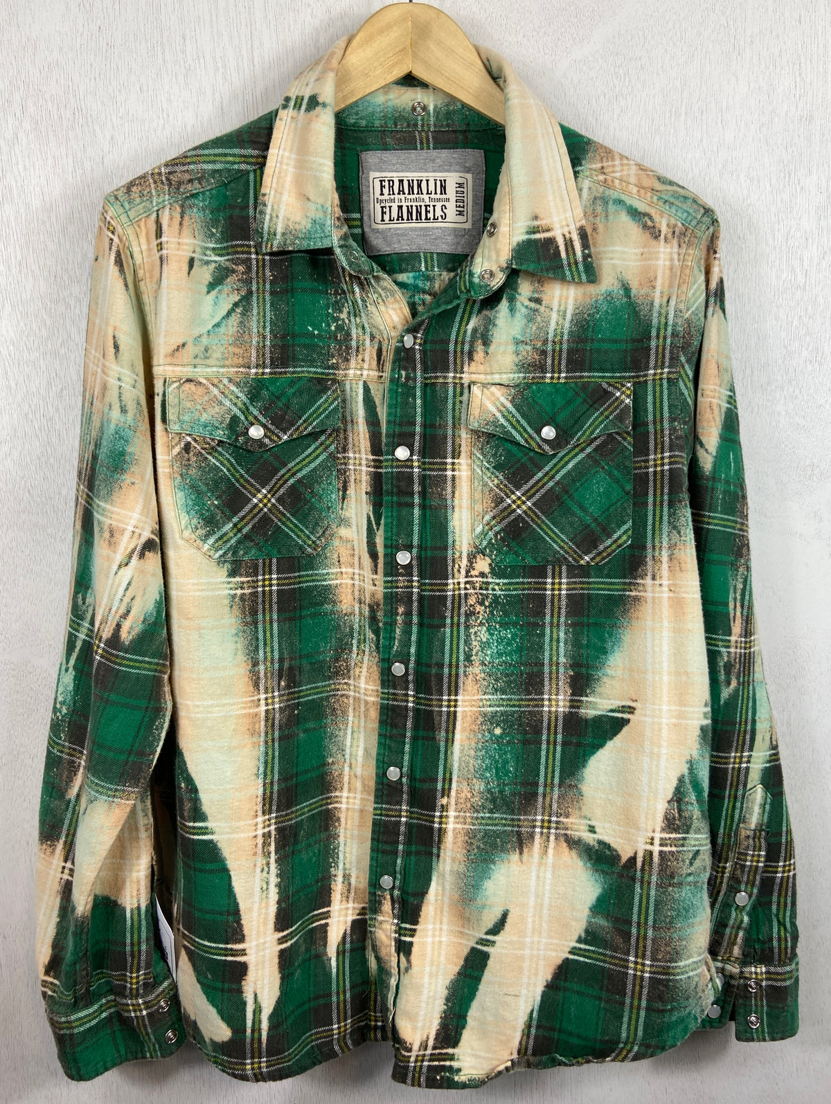 Vintage Western Style Green, Cream and Grey Flannel Size Medium
