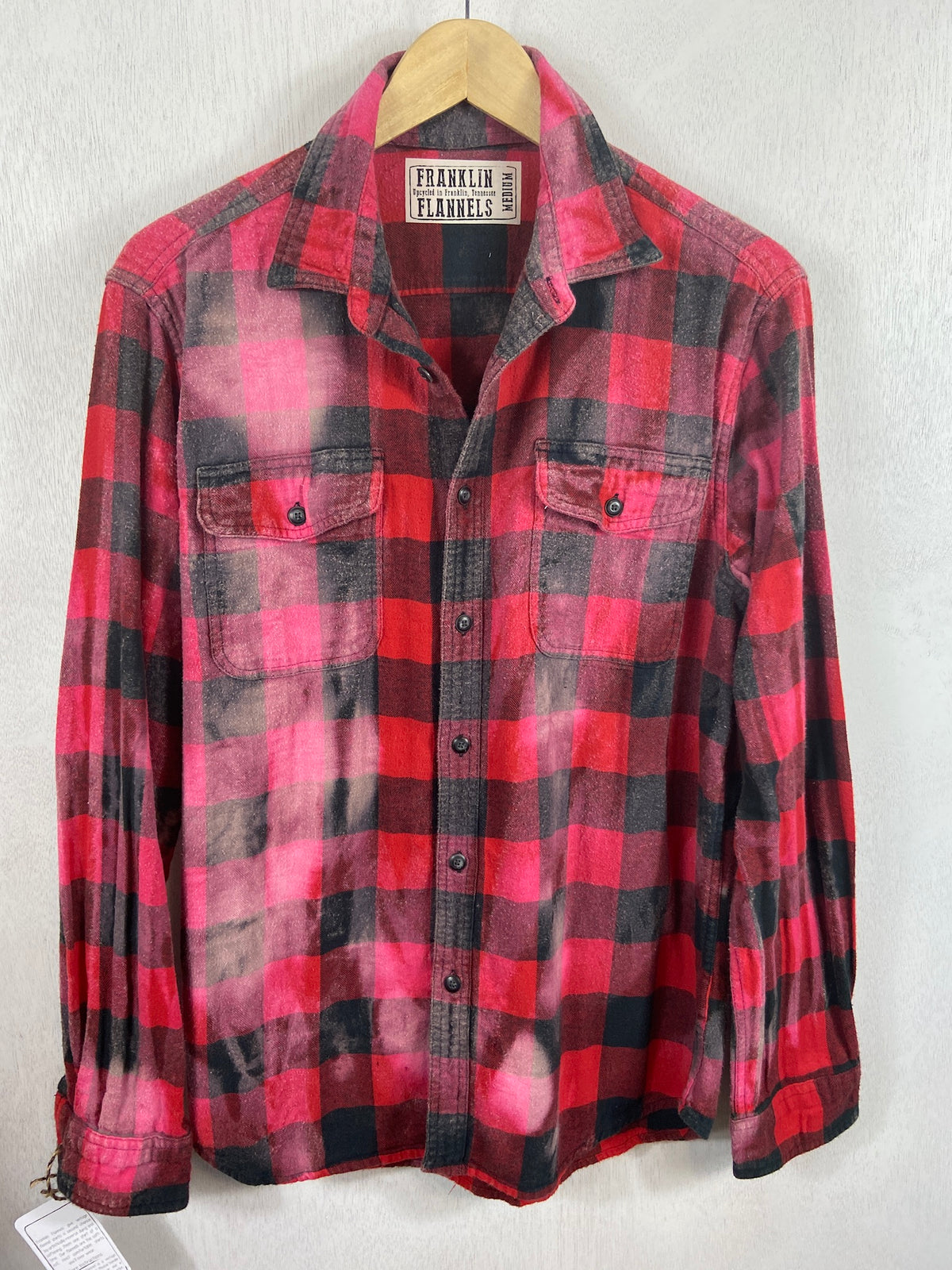 Vintage Red, Black and Pink Buffalo Check Flannel Size Medium
