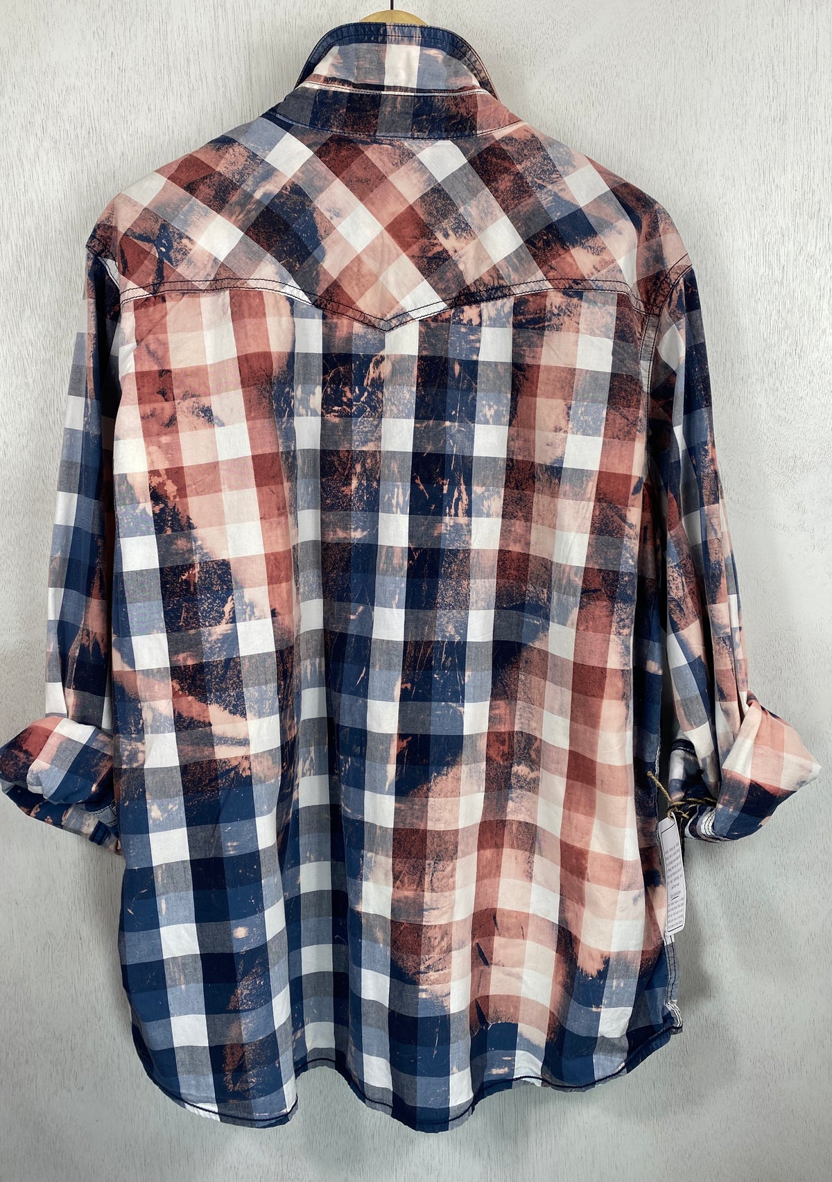 Vintage Navy Blue, White and Dusty Rose Lightweight Cotton Size Large