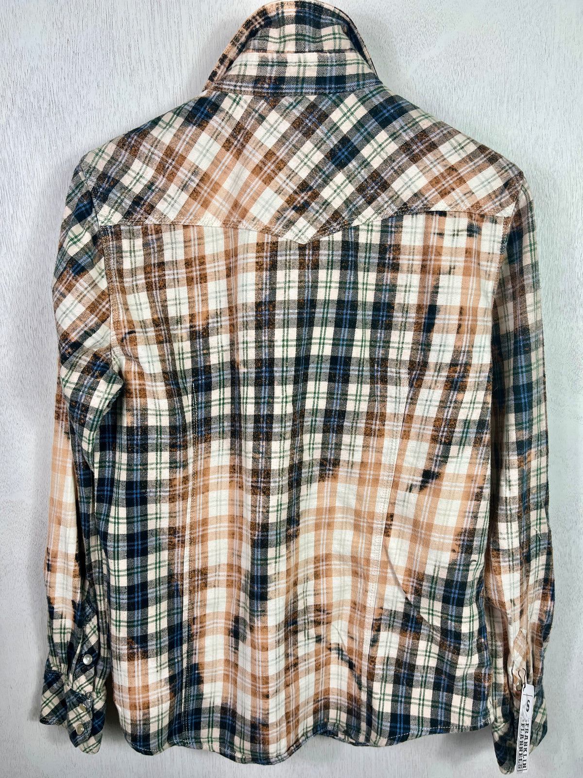 Vintage Western Style Blue, Green and White Flannel Size Small