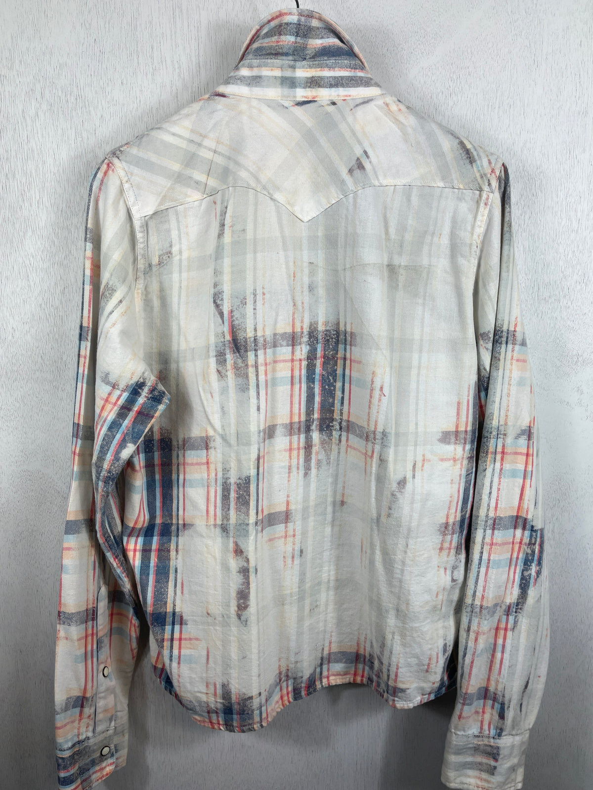 Vintage White, Blue, Red and Yellow Flannel Size Small