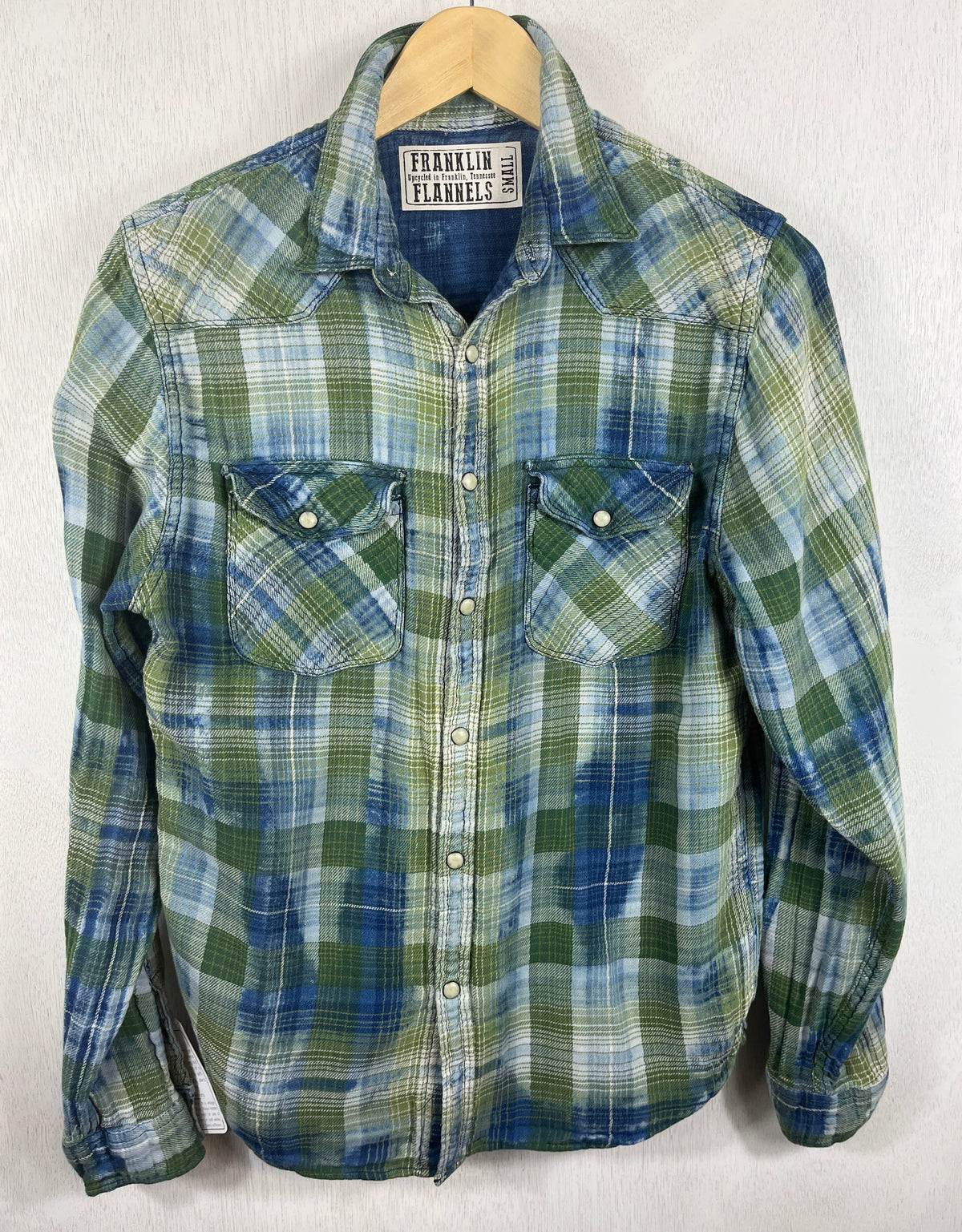 Vintage Western Style Green and Blue Flannel Size Small