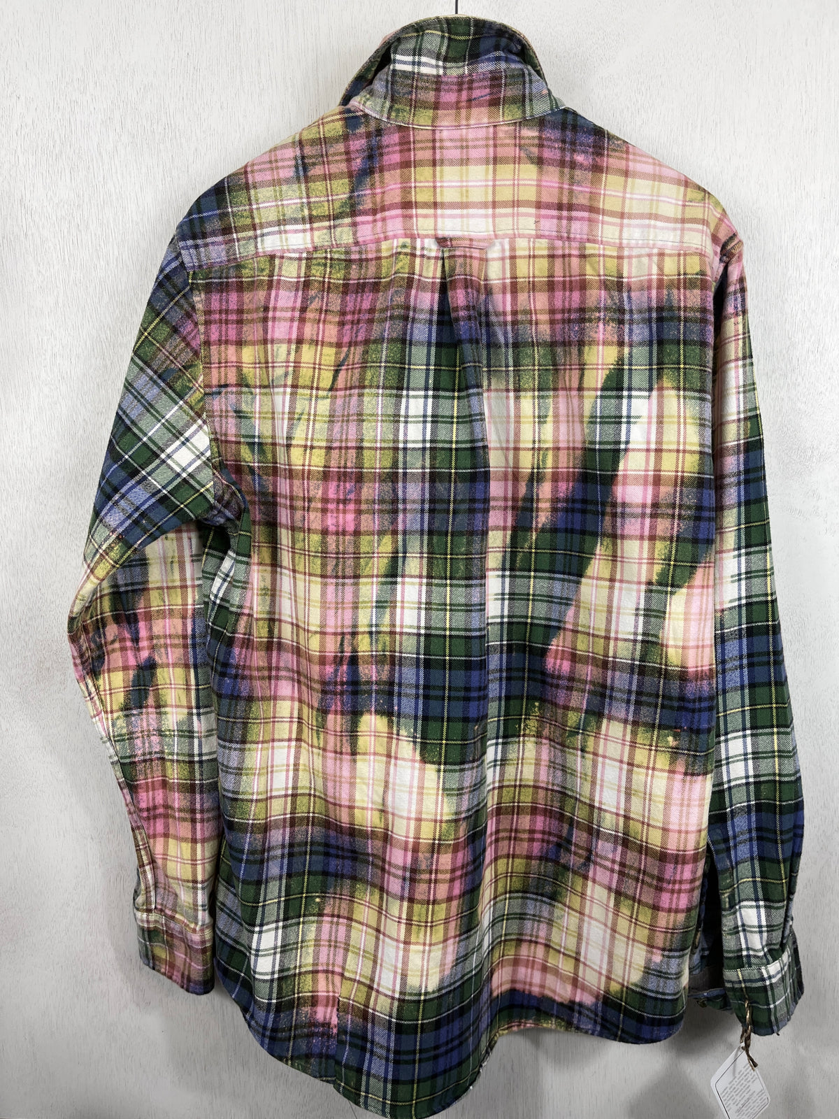 Vintage Green, Blue, Pink, Yellow and White Flannel Size XL