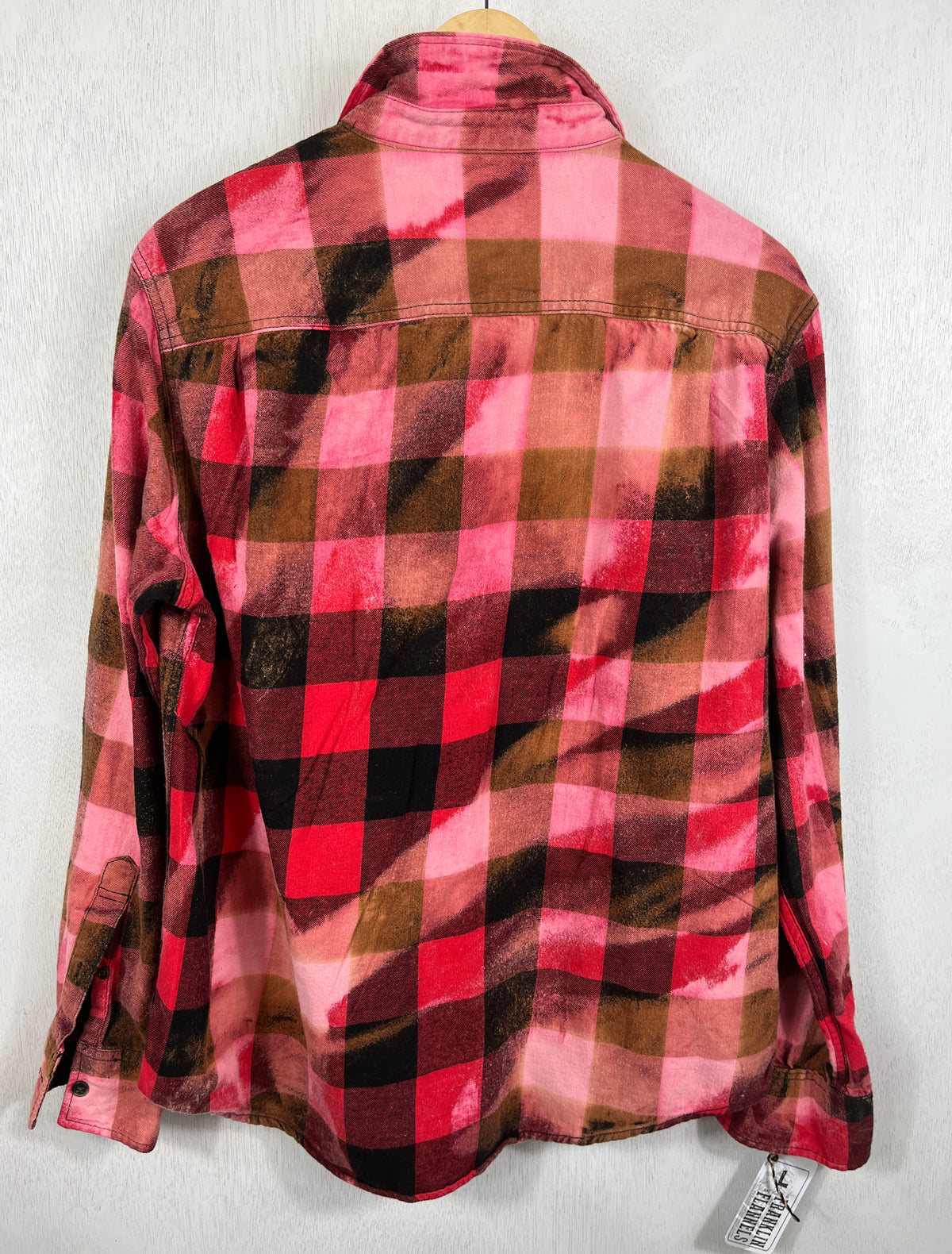 Vintage Red, Black and Pink Buffalo Check Flannel Size Large