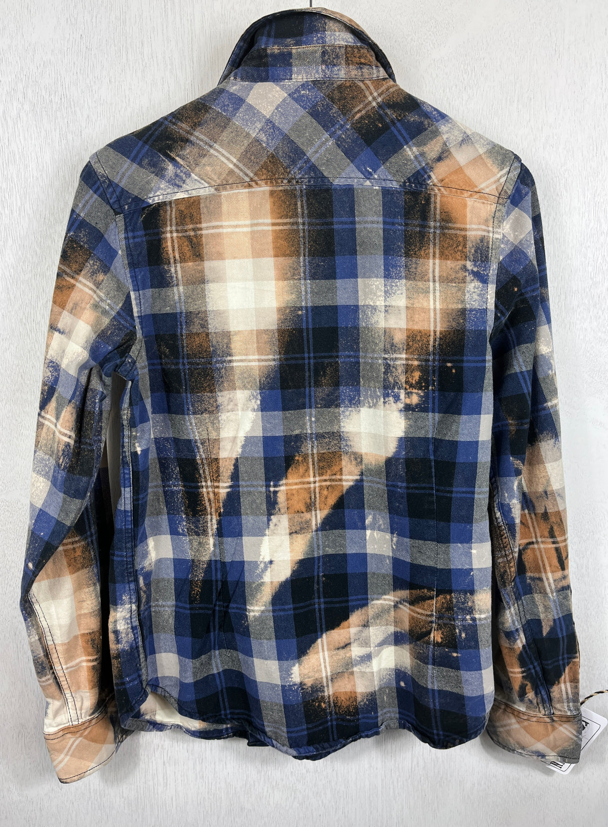 Vintage Western Style Blue, Black, Grey and Gold Flannel Size Small