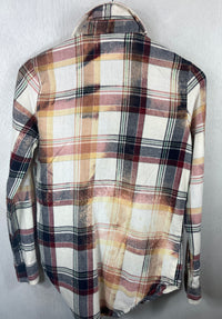 Vintage White, Navy, Burgundy and Rust Flannel Size XS